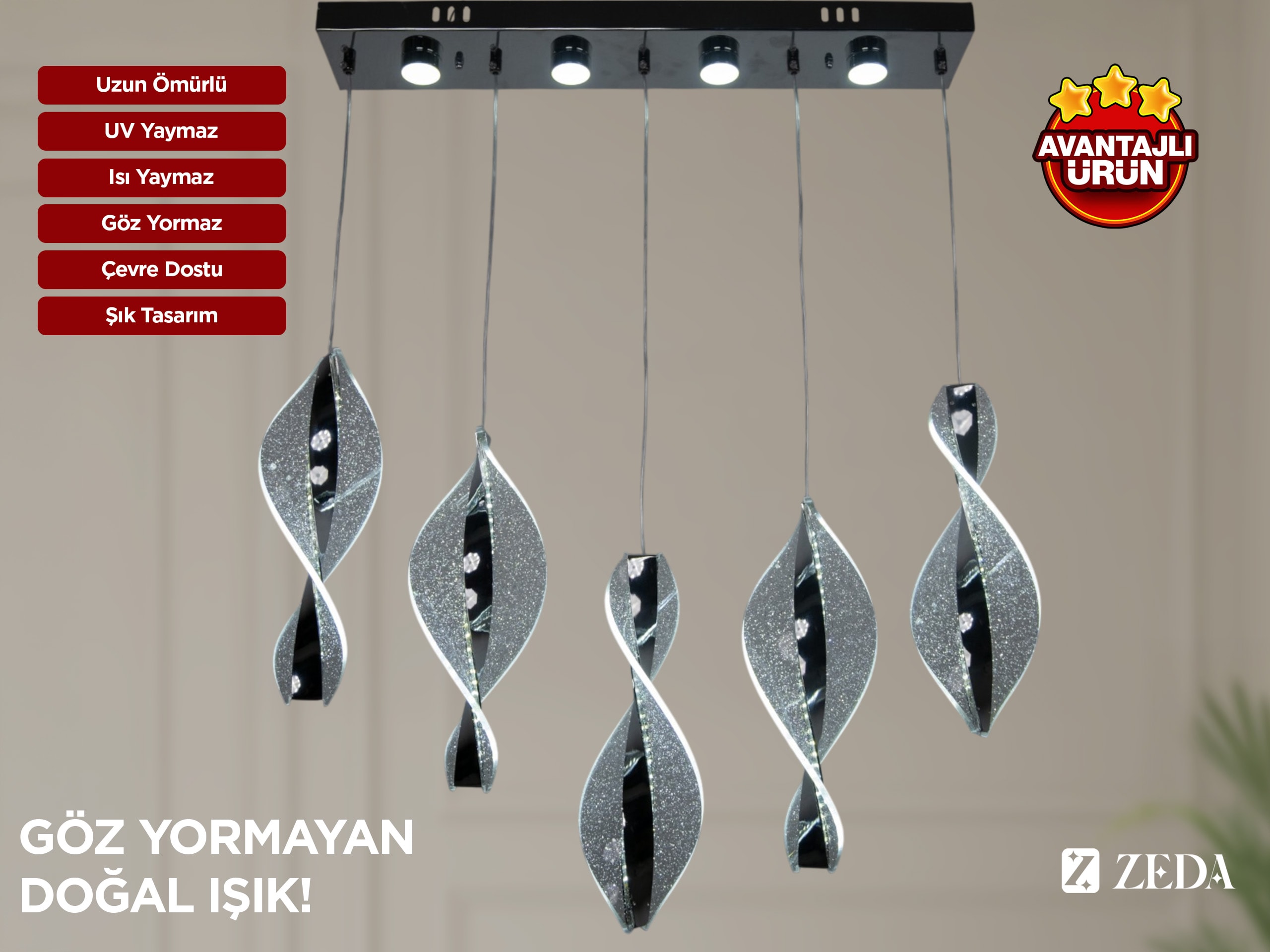 Yemek Masası Kıvrım Led Avize