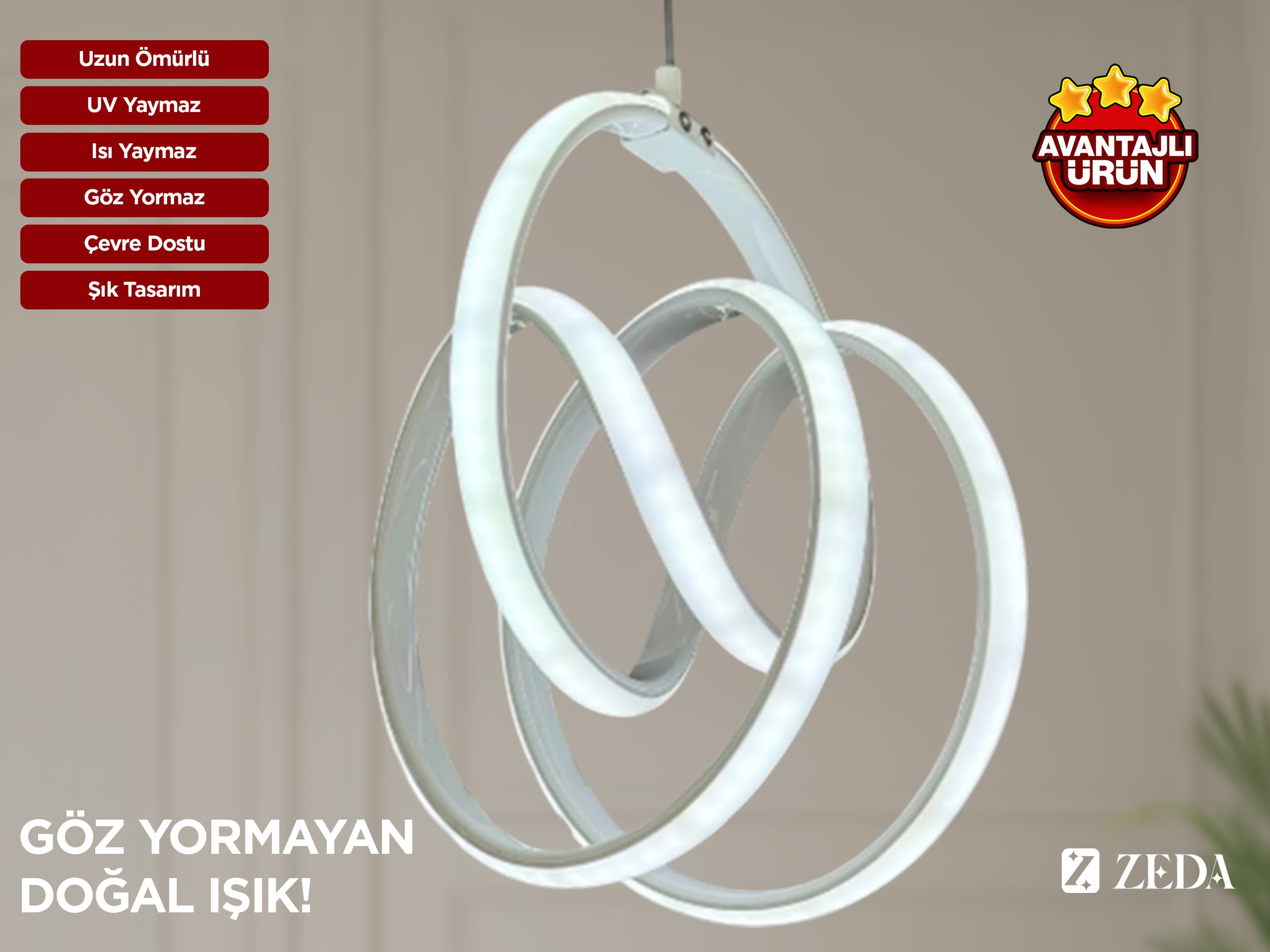  Hediyeli 4'lü Geometrik Işıklar Avize Paketi