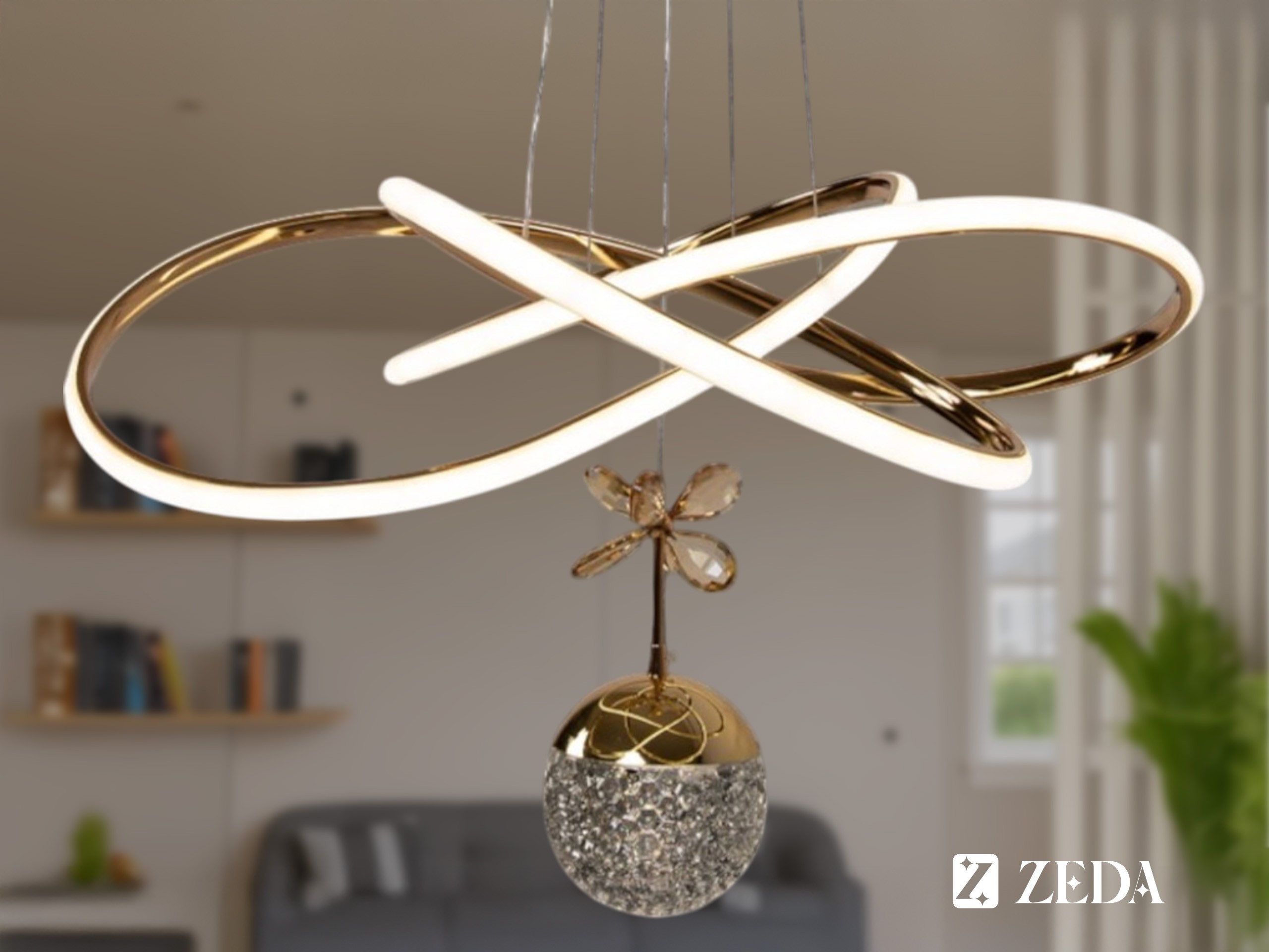 Büyük Kar Çiçeği Tek Top Led Lamba - Gold