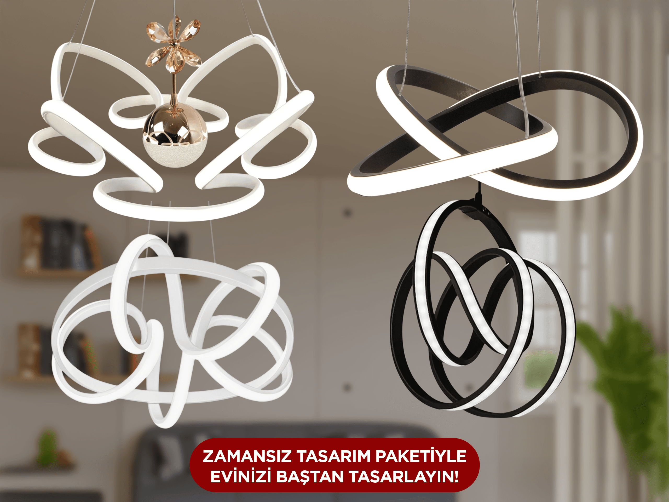  Hediyeli 4’lü Zamansız Tasarım Avize Paketi