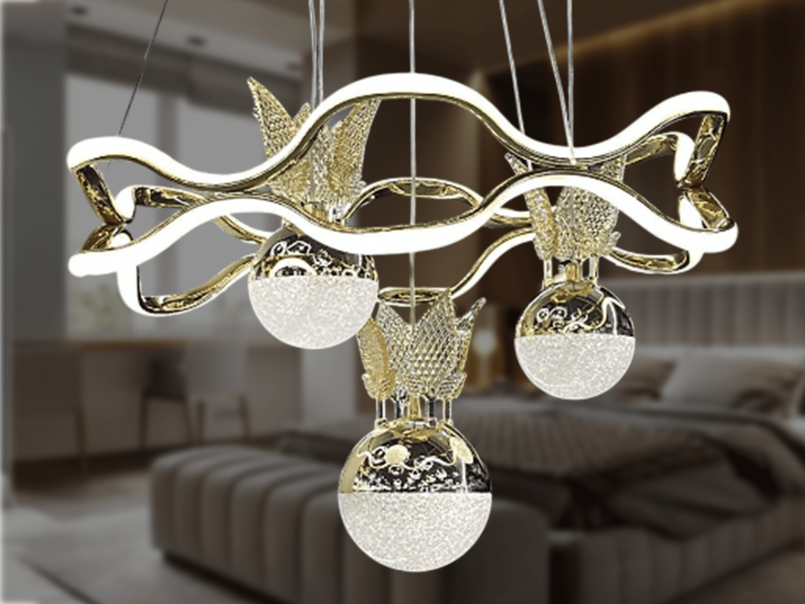 İç İçe Yıldız Led Avize