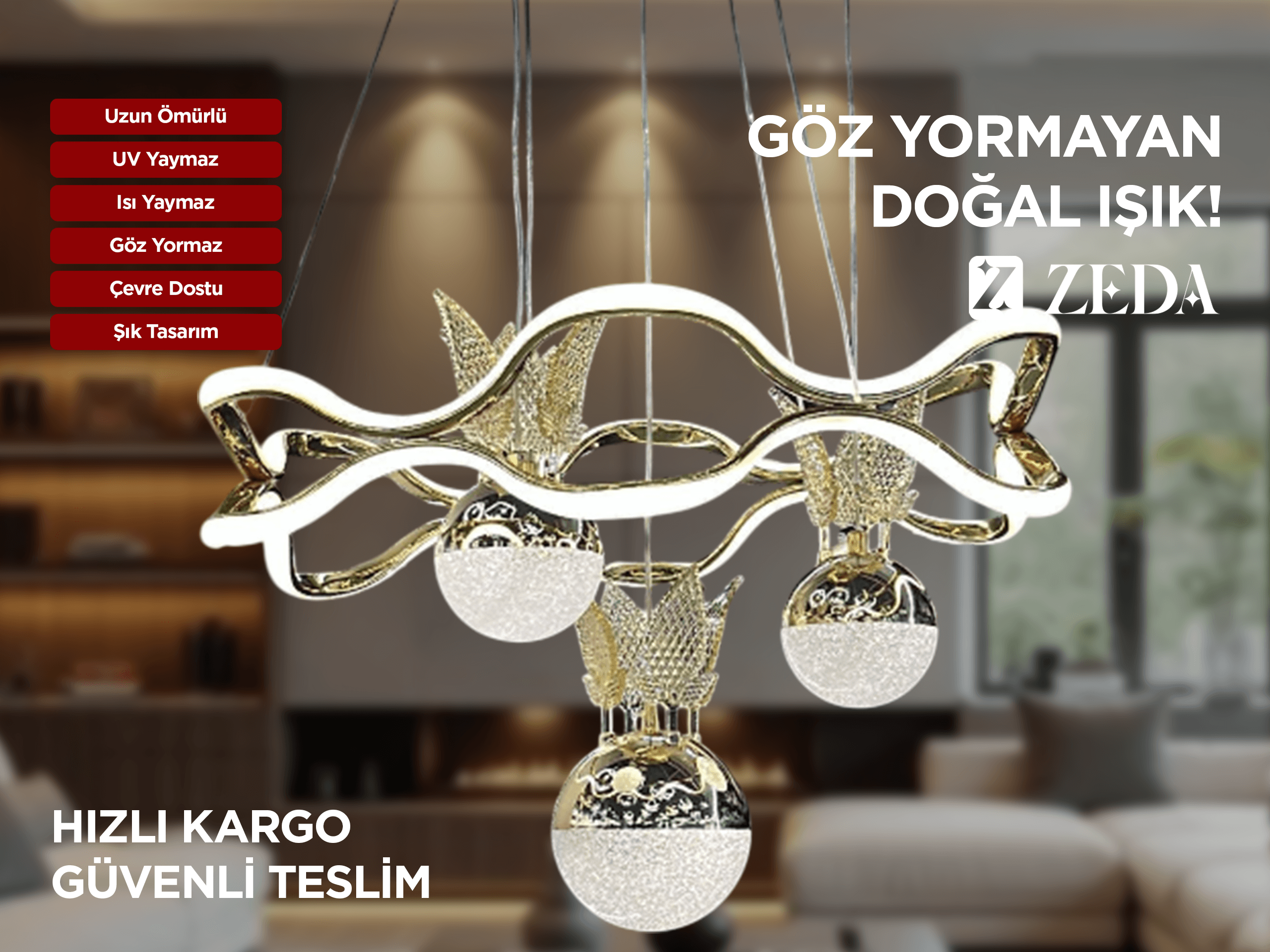 İç İçe Yıldız Led Avize