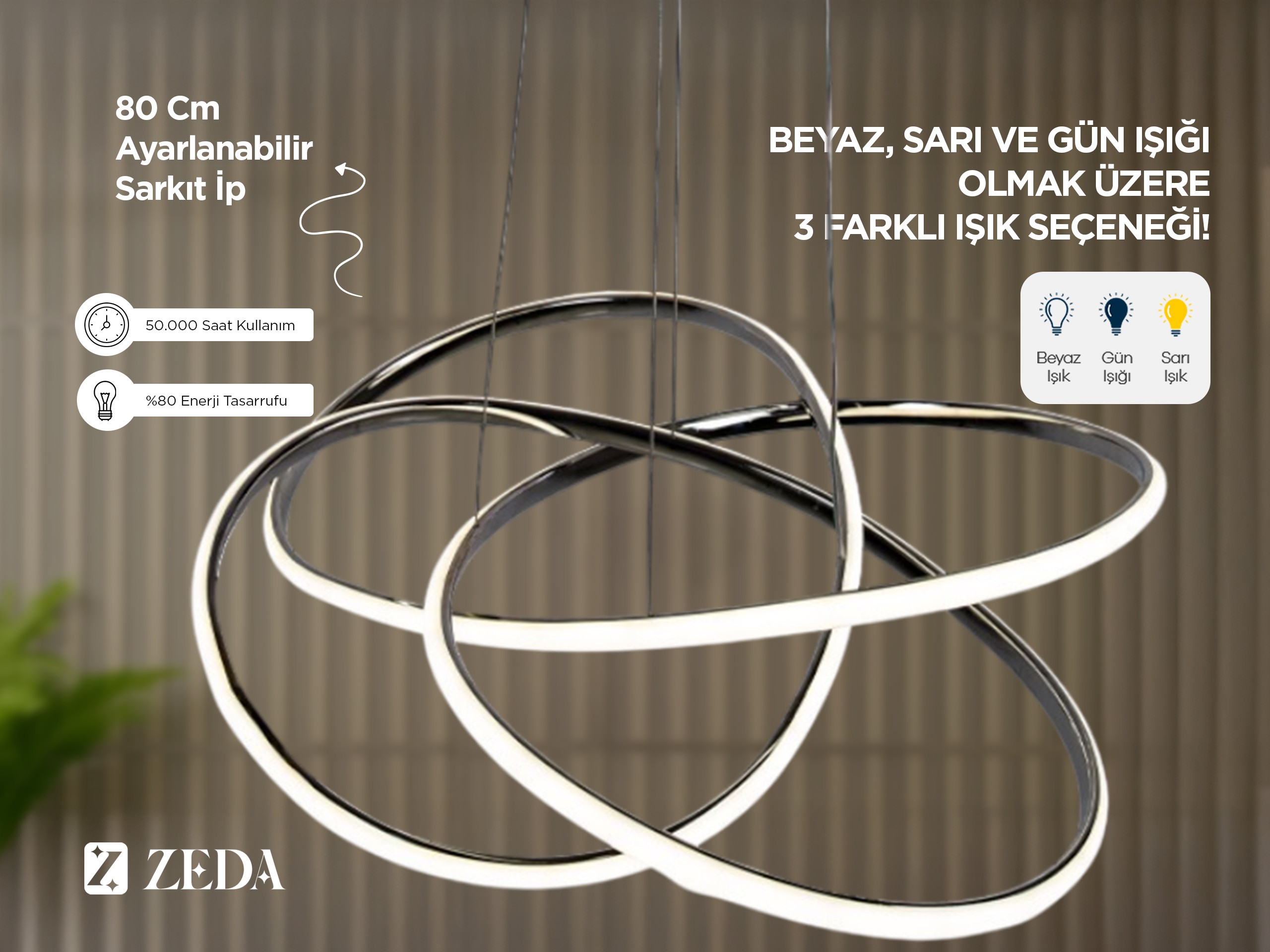 Büyük Kar Çiçeği Topsuz Avize Led Lamba