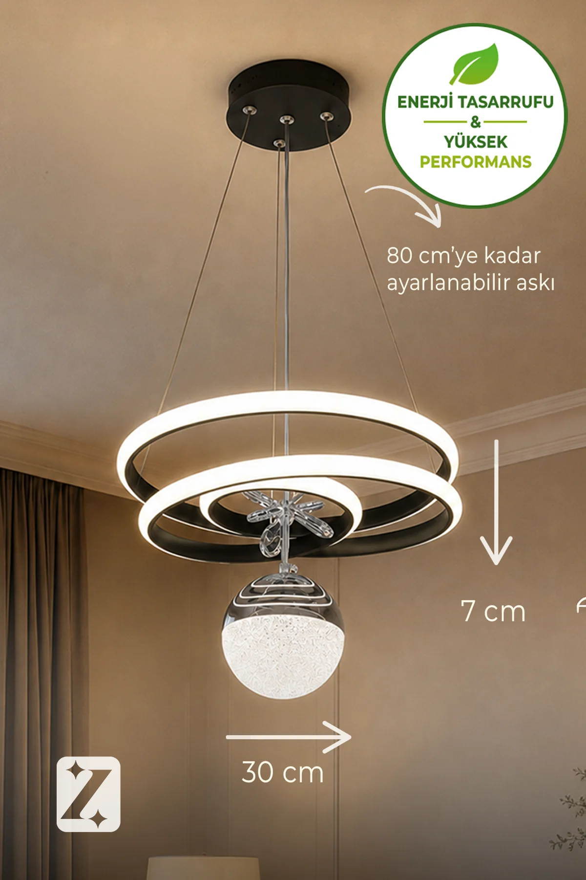 Zeda Teknoloji LED Avize Siyah Lotus - Kaos LED Avize Paketi