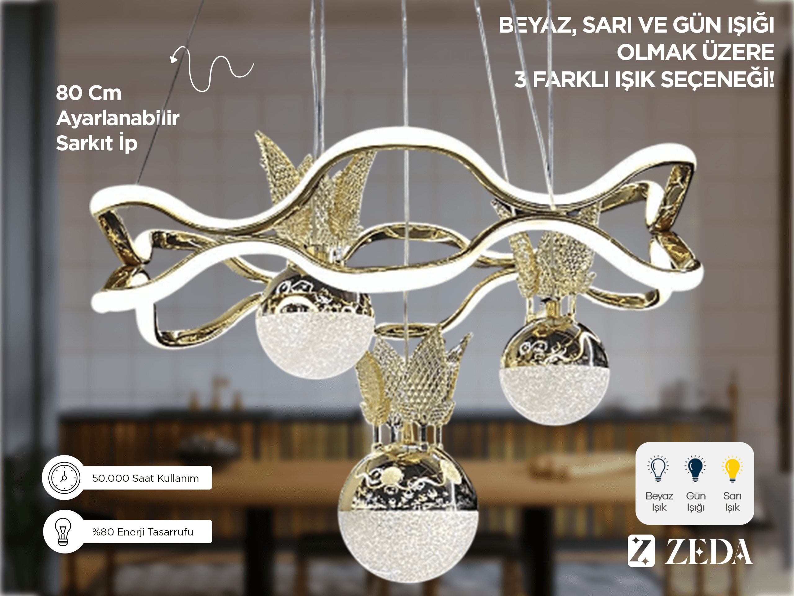 İç İçe Yıldız Led Avize