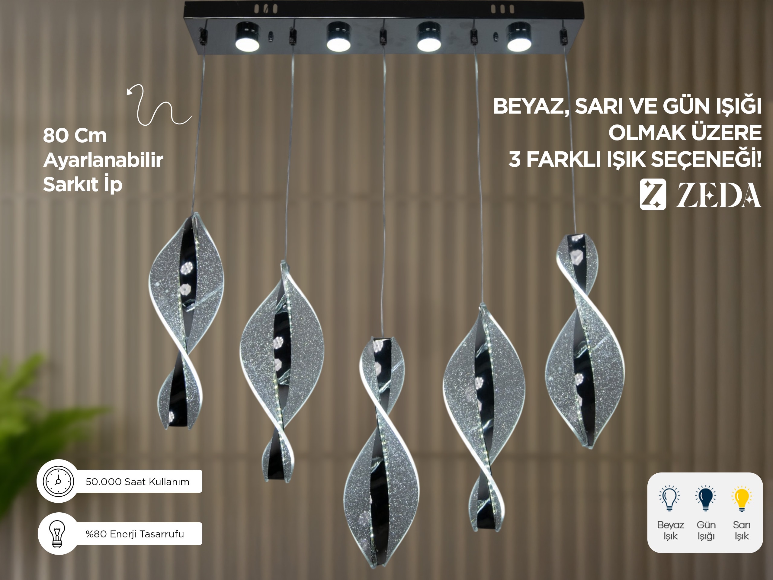 Yemek Masası Kıvrım Led Avize