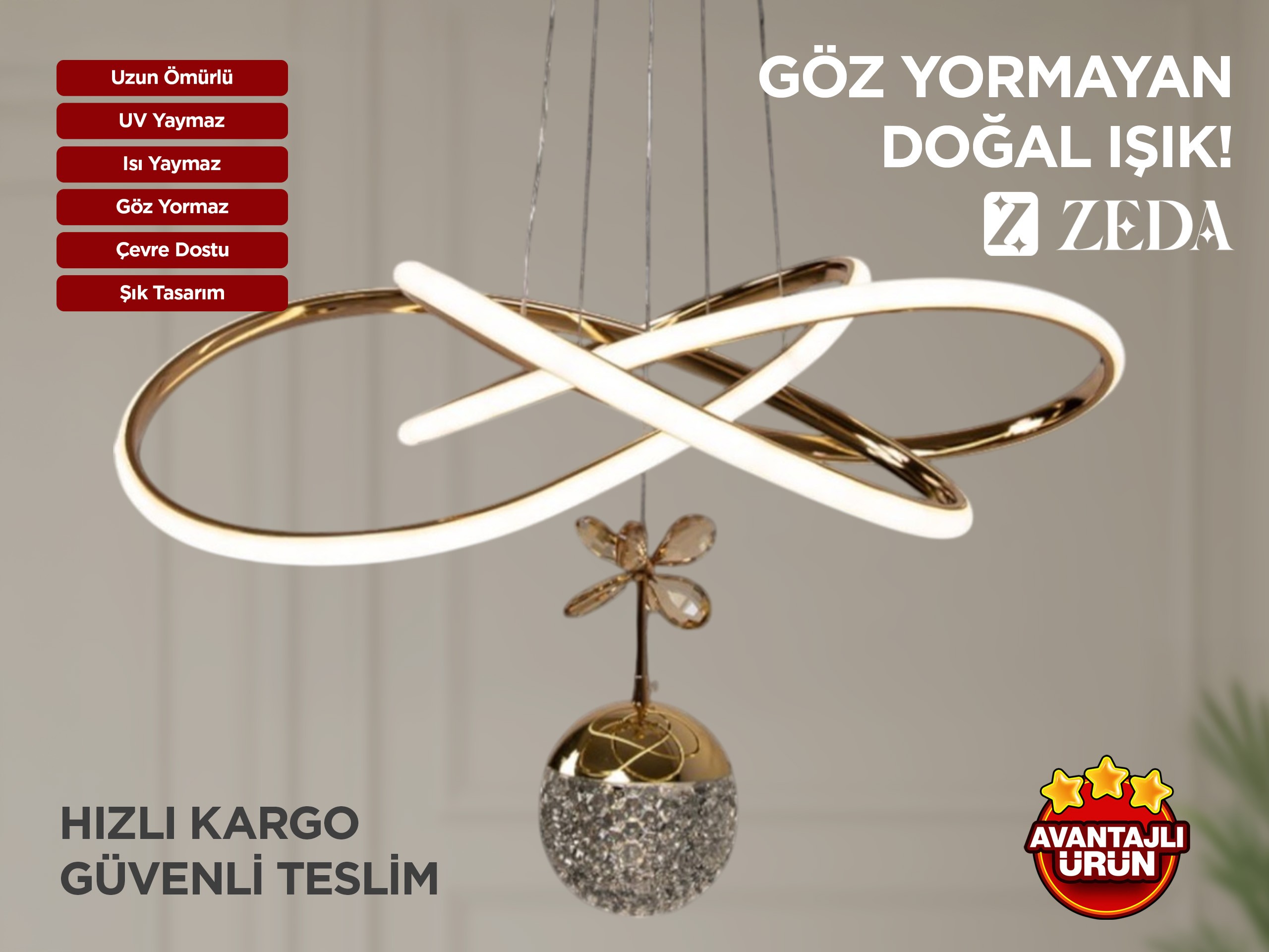 Büyük Kar Çiçeği Tek Top Led Lamba