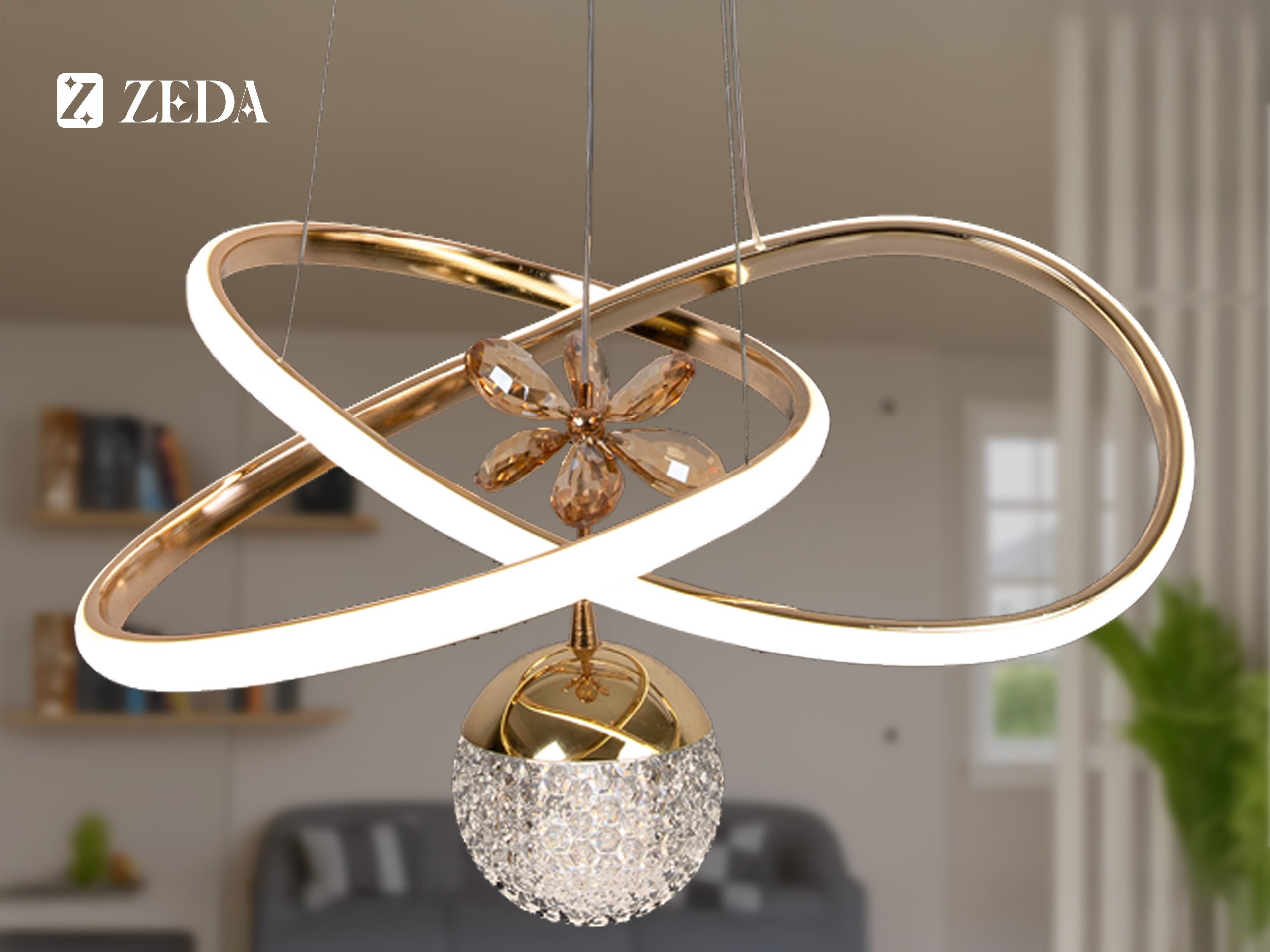 Orta Kar Çiçeği Led Lamba - Gold