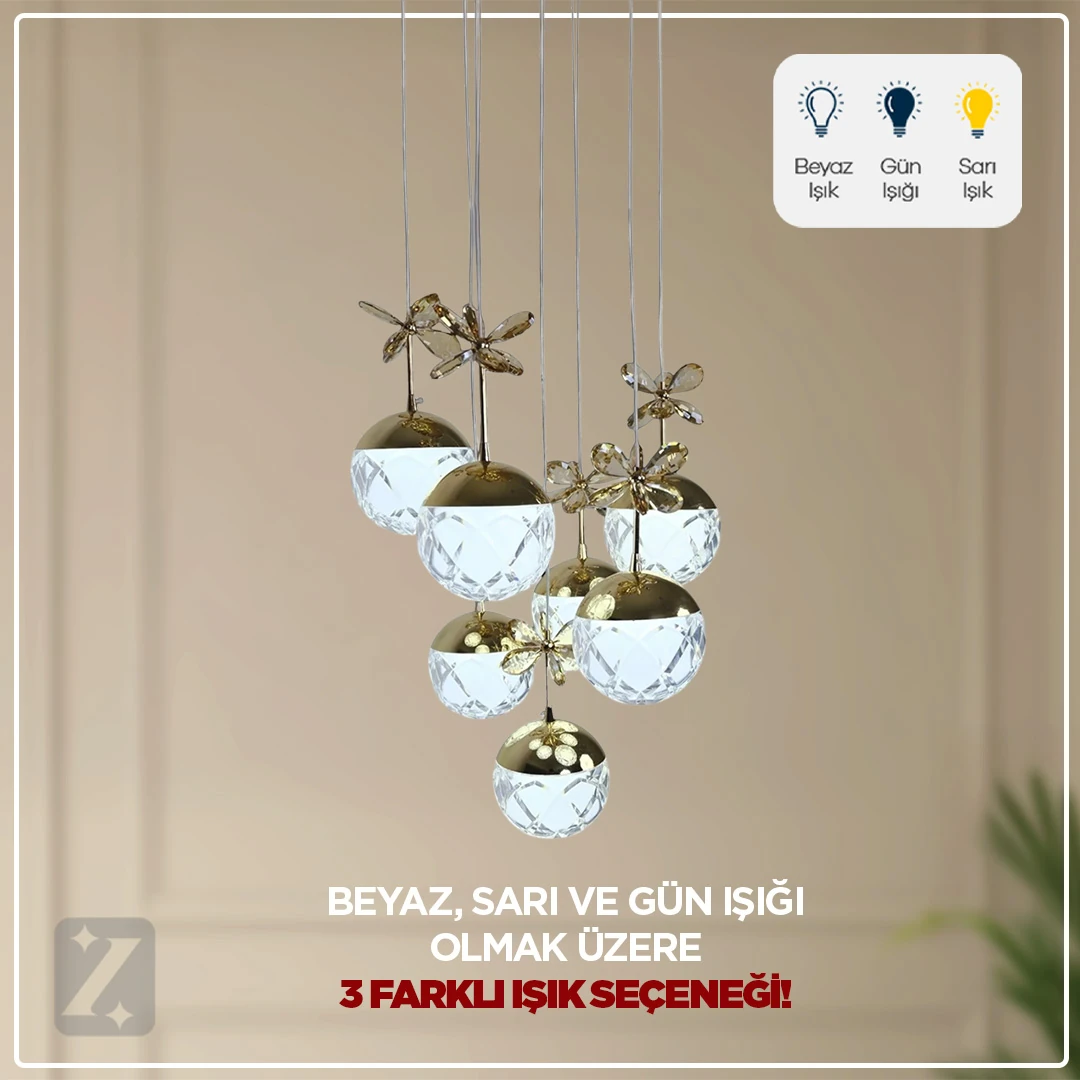 室內飾り Zeda Teknoloji 7'li Çiçek Sarkıt | Dekoratif LED Aydınlatma