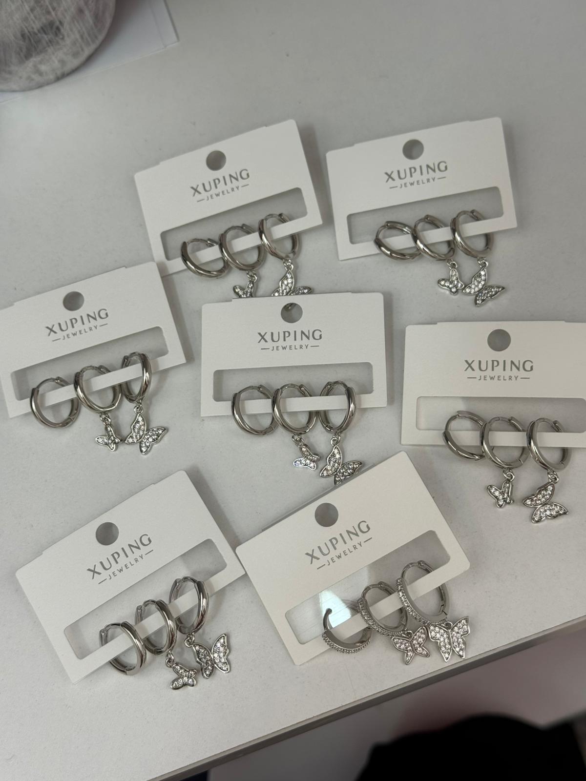 Kelebekli Çelik Set Küpe