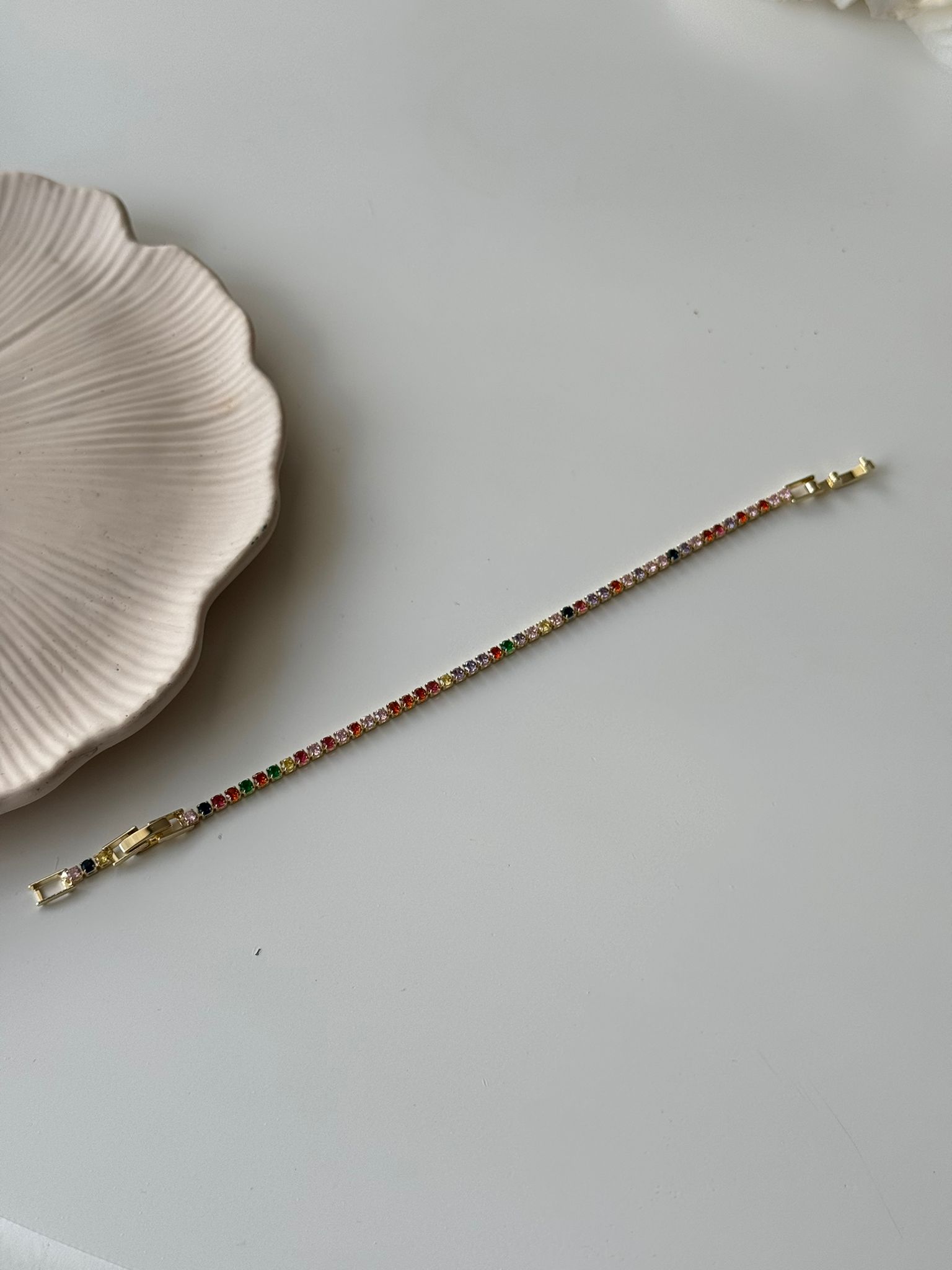 Renkli Taşlı Çelik Su yolu Bileklik 