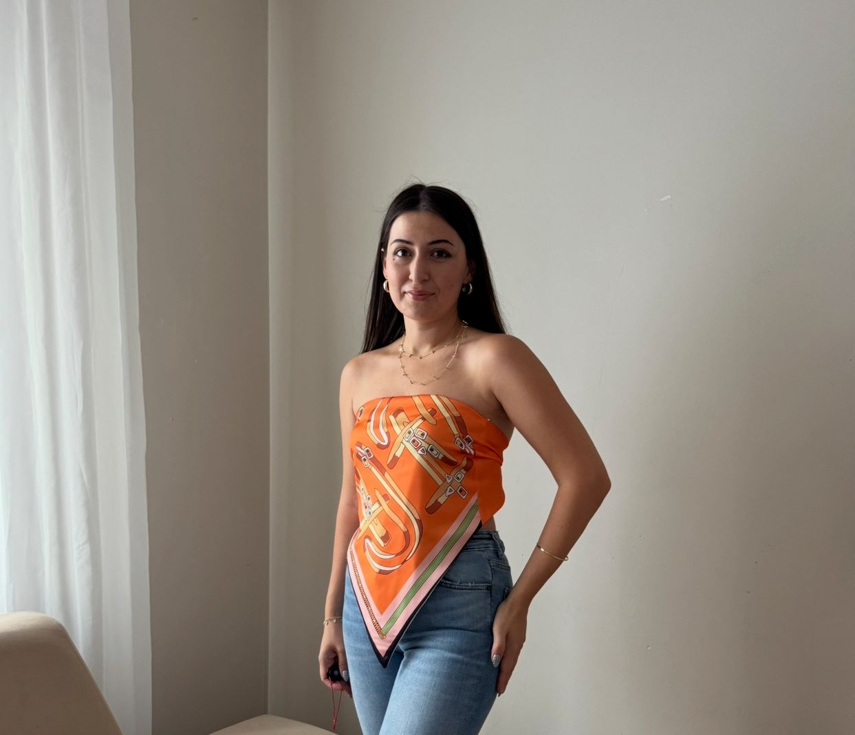 Saten Aksesuarlı Bluz