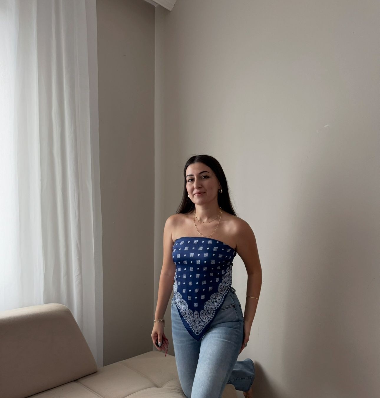 Saten Aksesuarlı Bluz