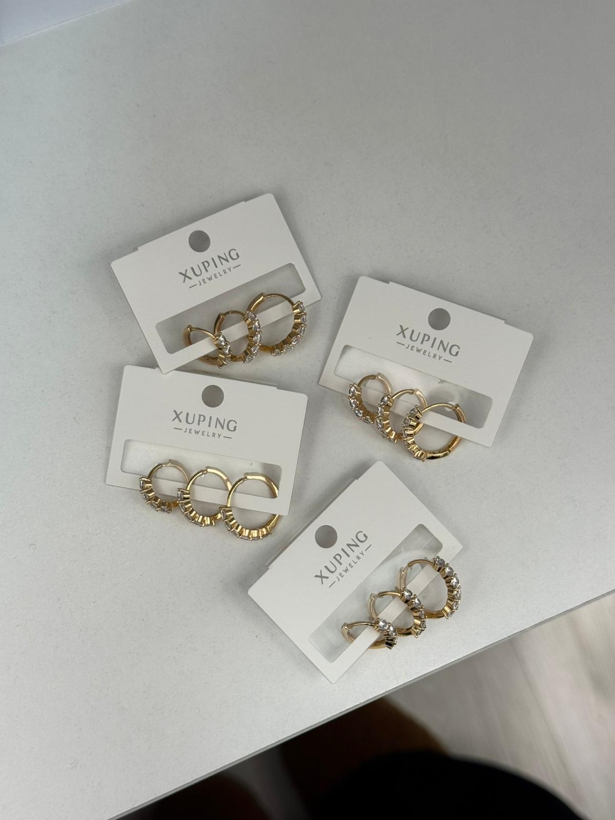 Taşlı Çelik Halka Küpe Seti