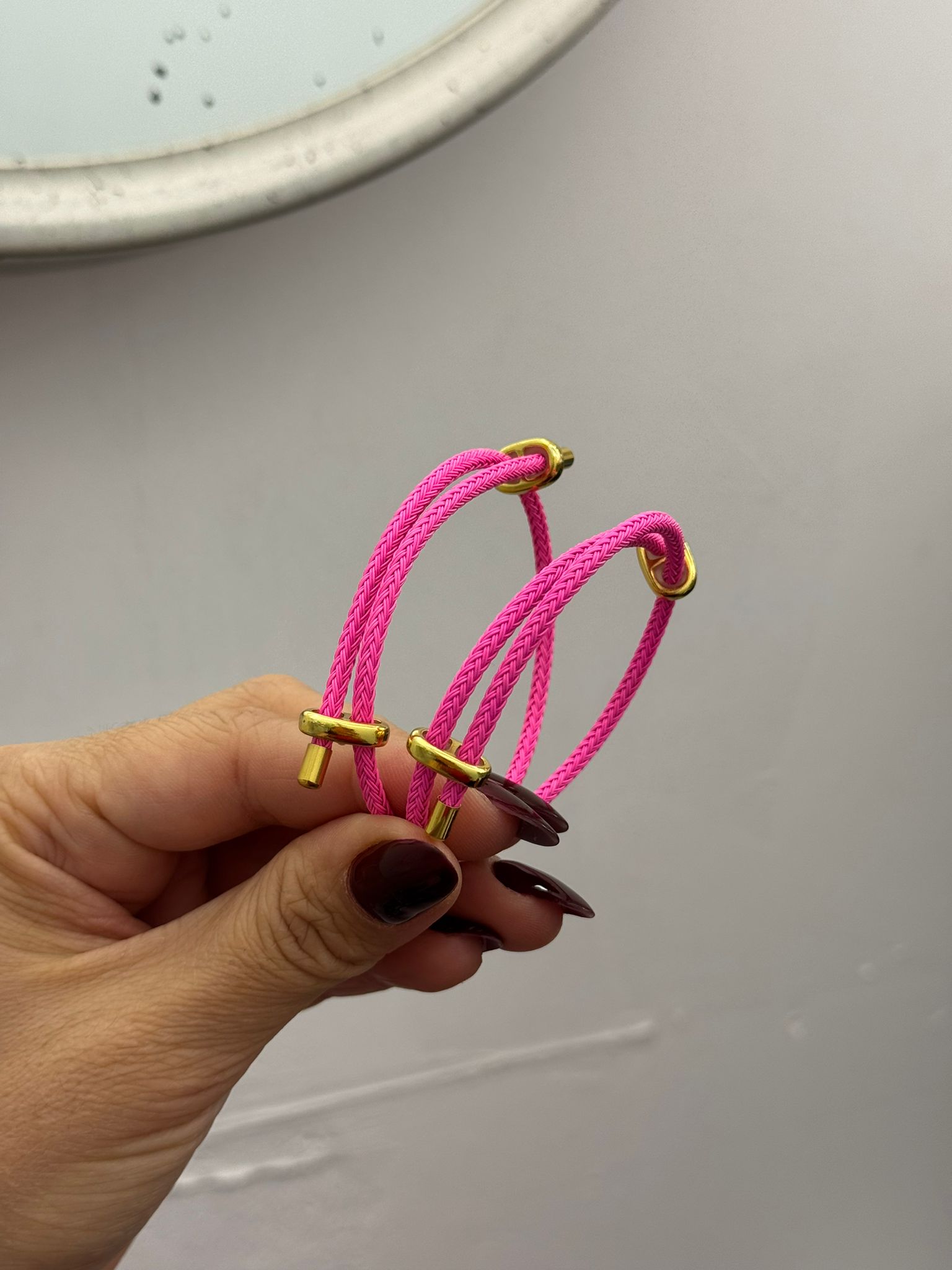 Neon Pembe İp Bileklik