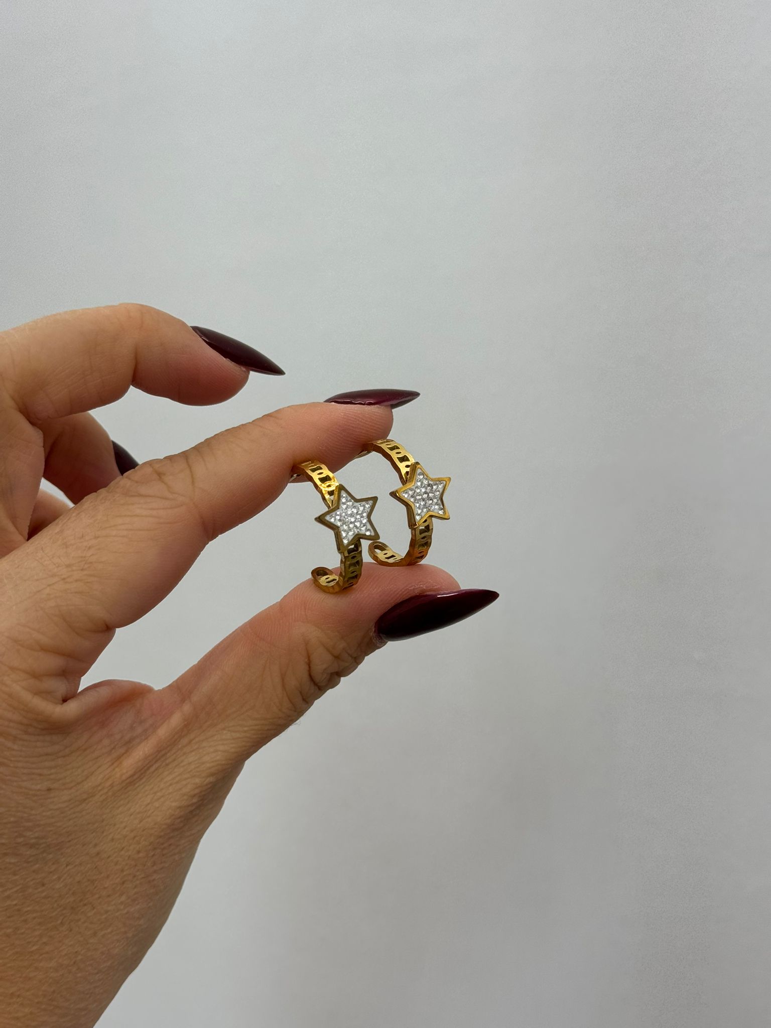 Yıldızlı Çelik Halka Küpe