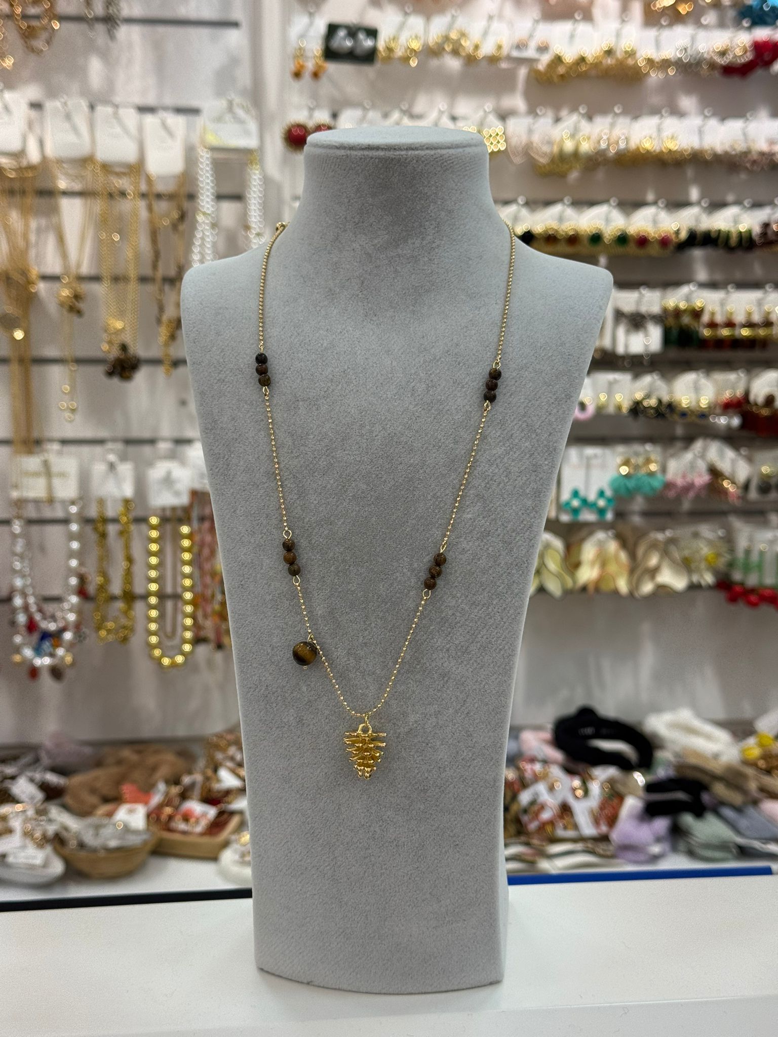 Kaplan Gözü Taşlı Tasarım Kolye