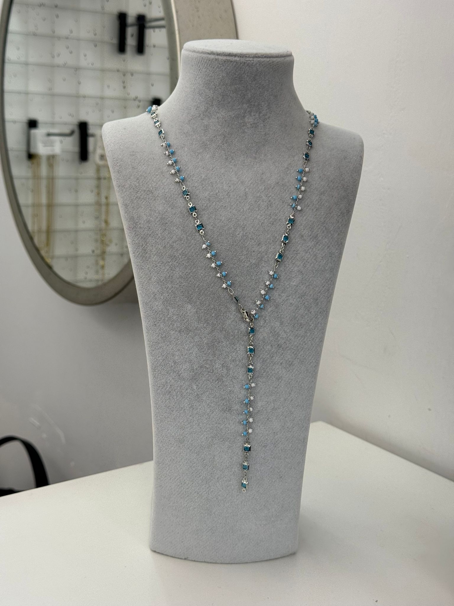 Mavi Taşlı Y Kolye