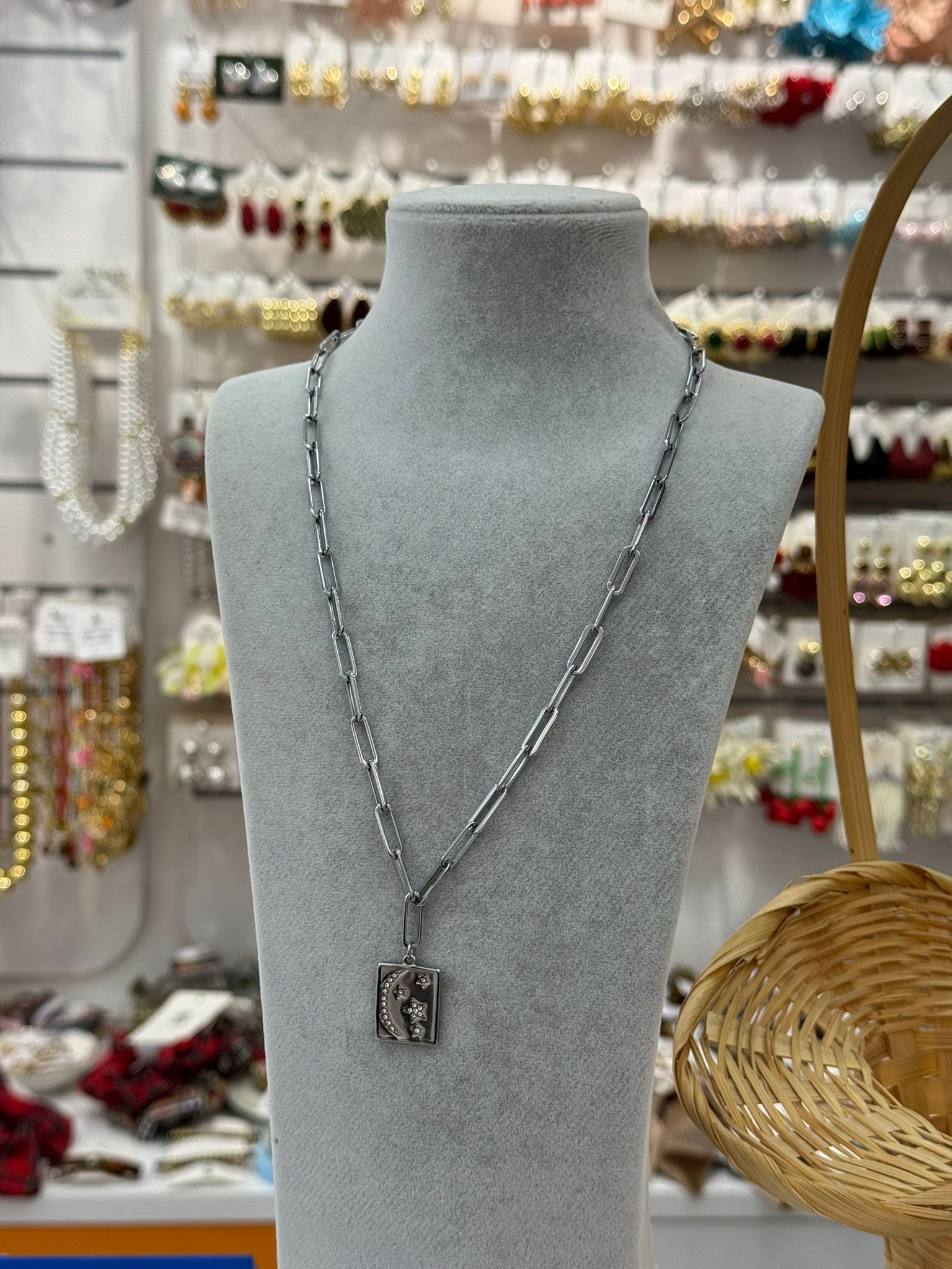 Çelik Ay yıldız Kolye