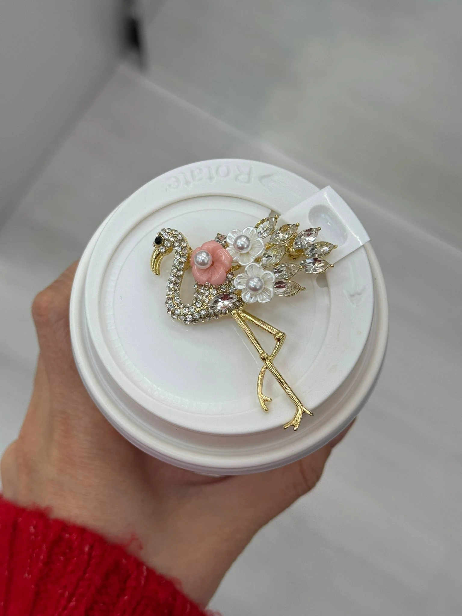 Süslü Flamingo Broş 