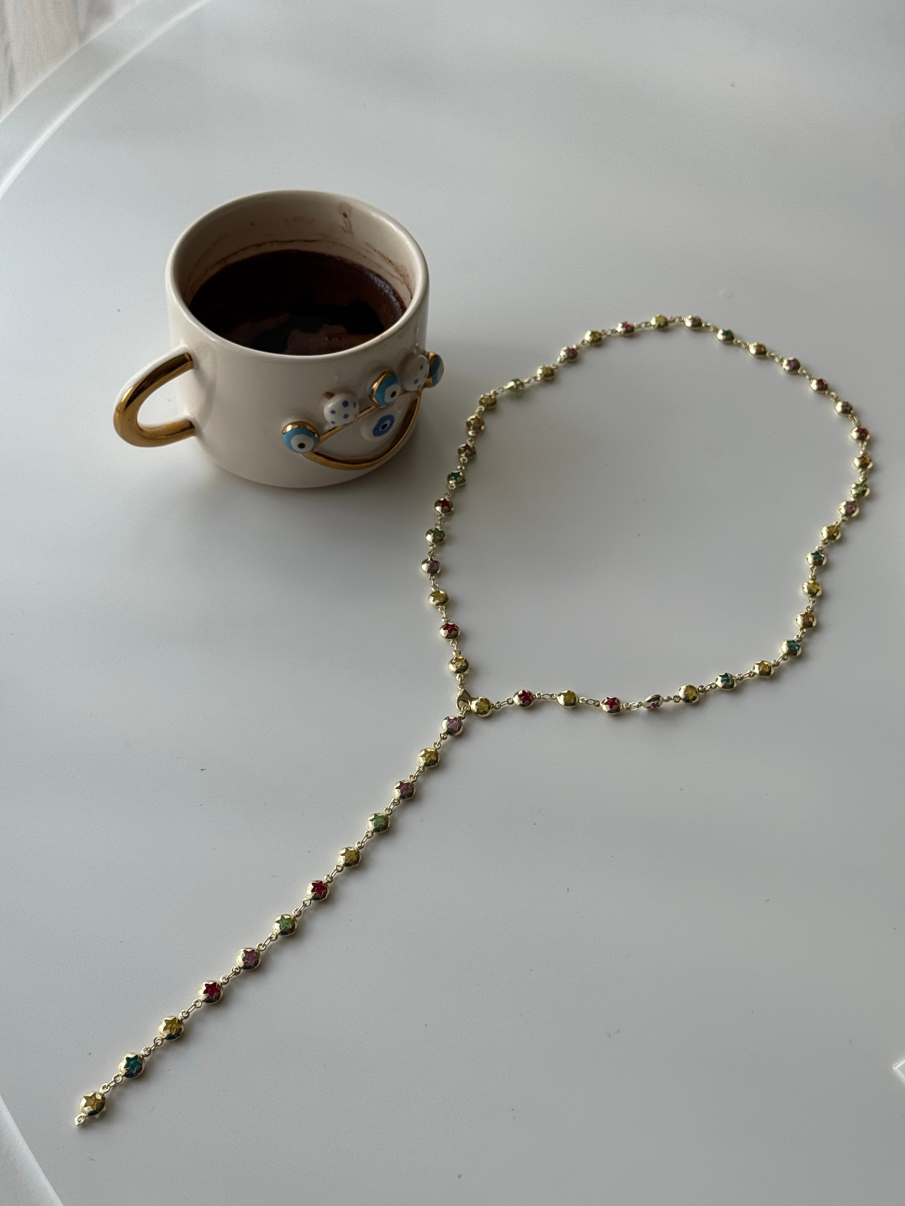 Tenkli Yıldızlı Y kolye
