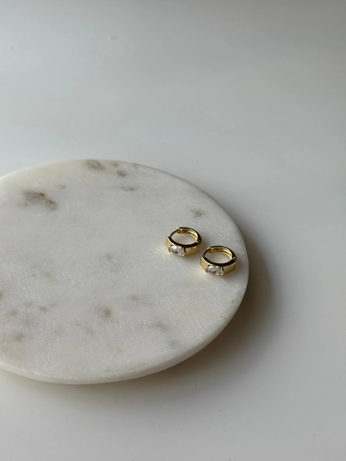 Teş Taşlı Çelik Halka Küpe