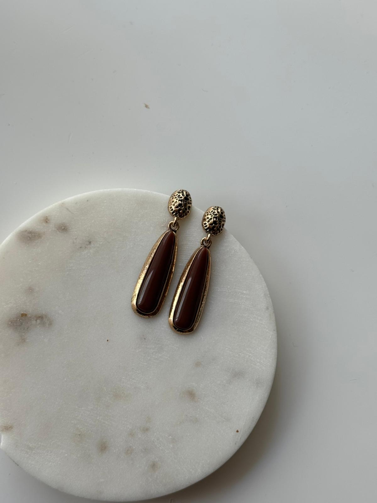 Kahverengi Damla Küpe