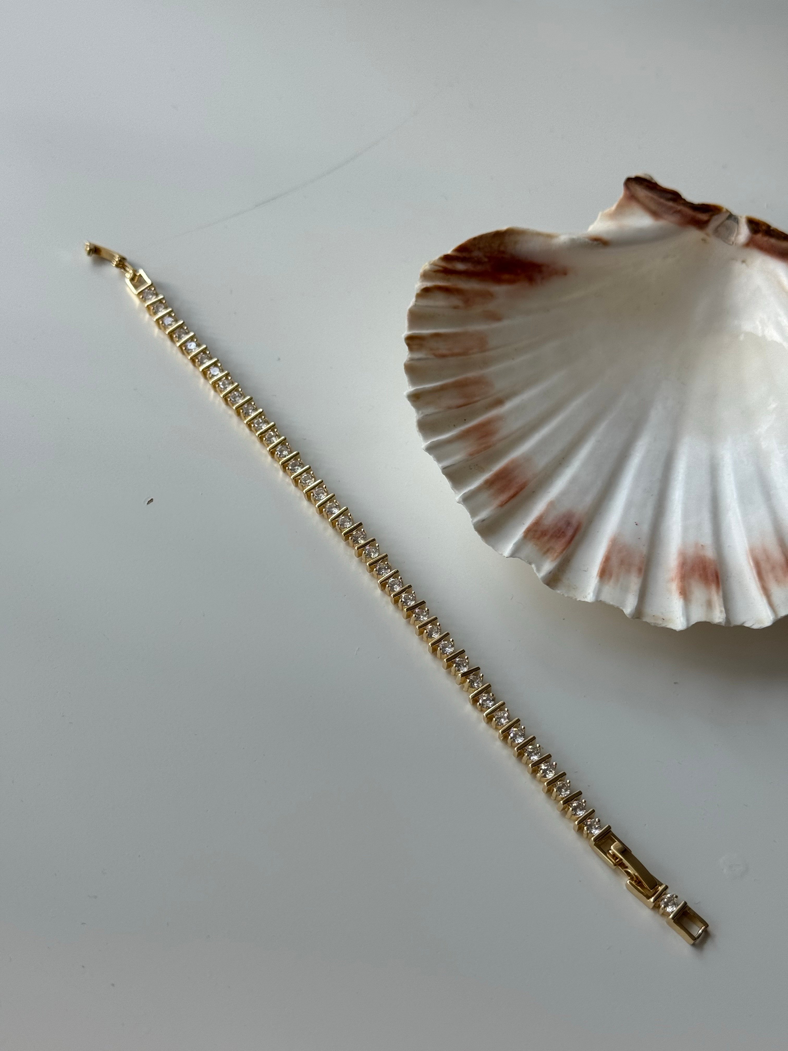 Beyaz taşlı 14k bileklik 
