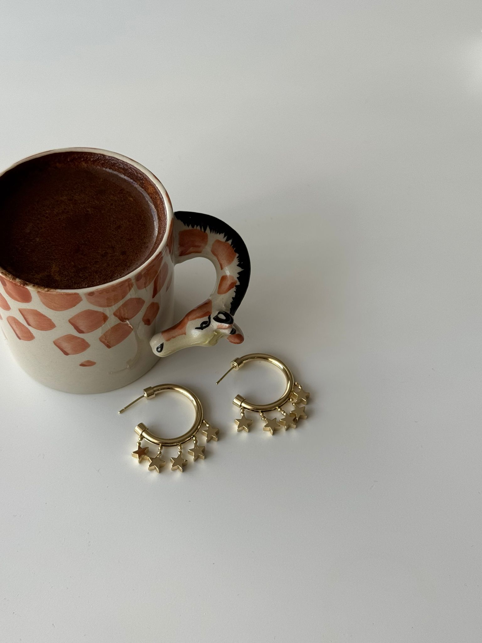 Yıldız Sallantılı Çelik Halka Küpe