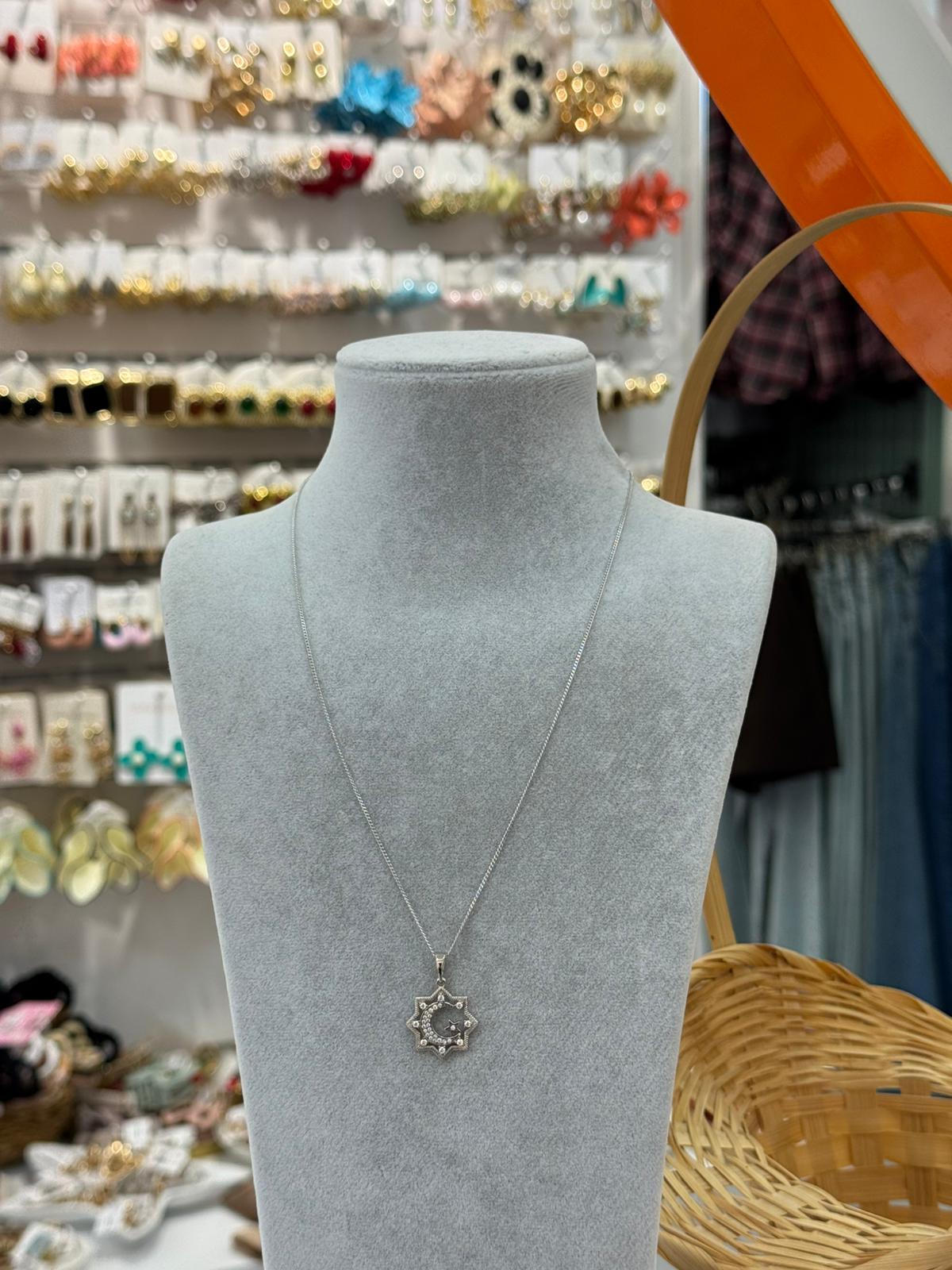 Çelik Ay Yıldız Kolye