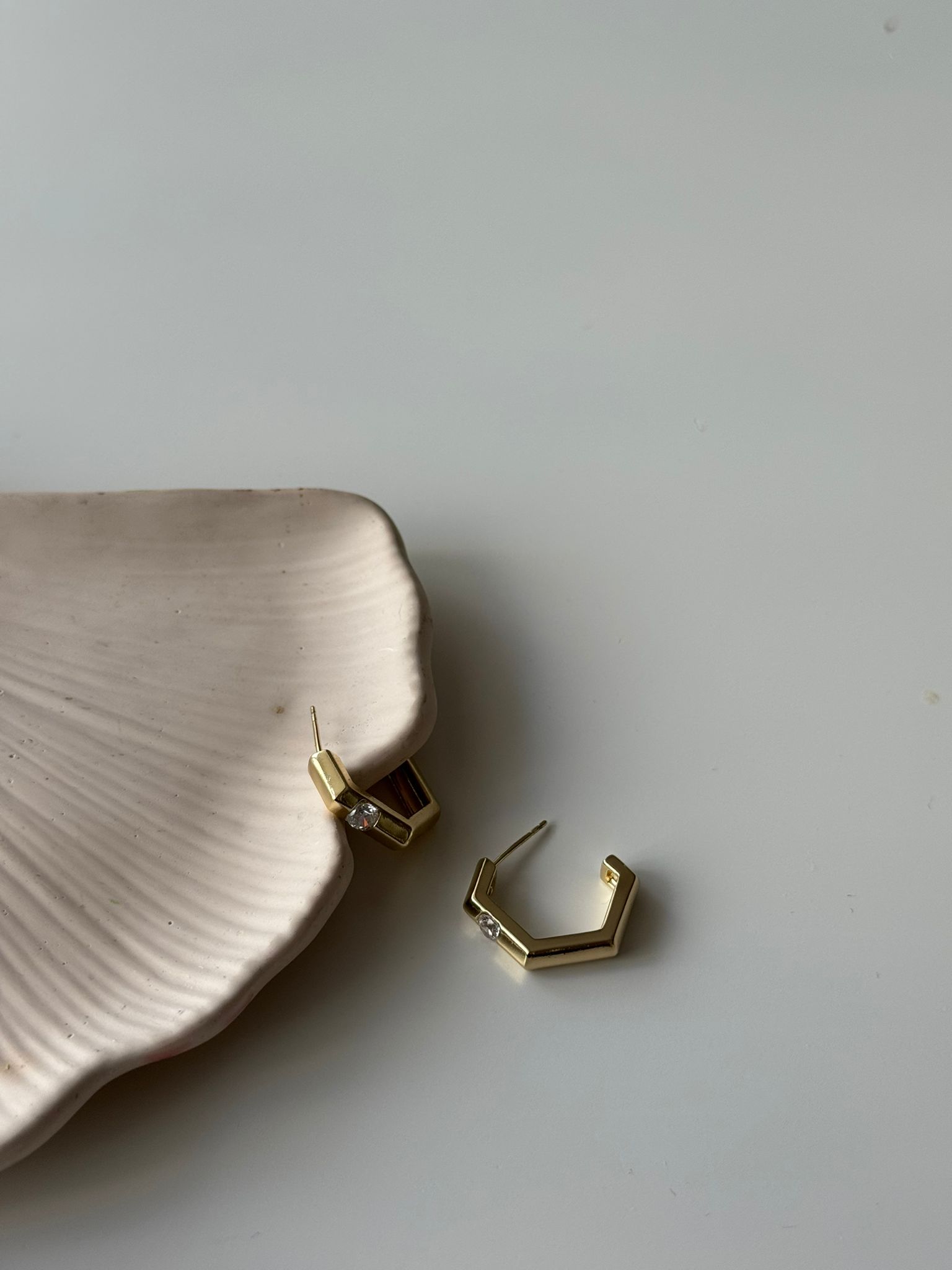 Taş Detaylı Çelik Halka Küpe