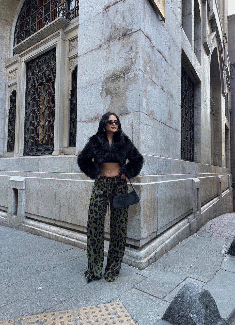 LEOPARD PATTERN SATIN TROUSERS