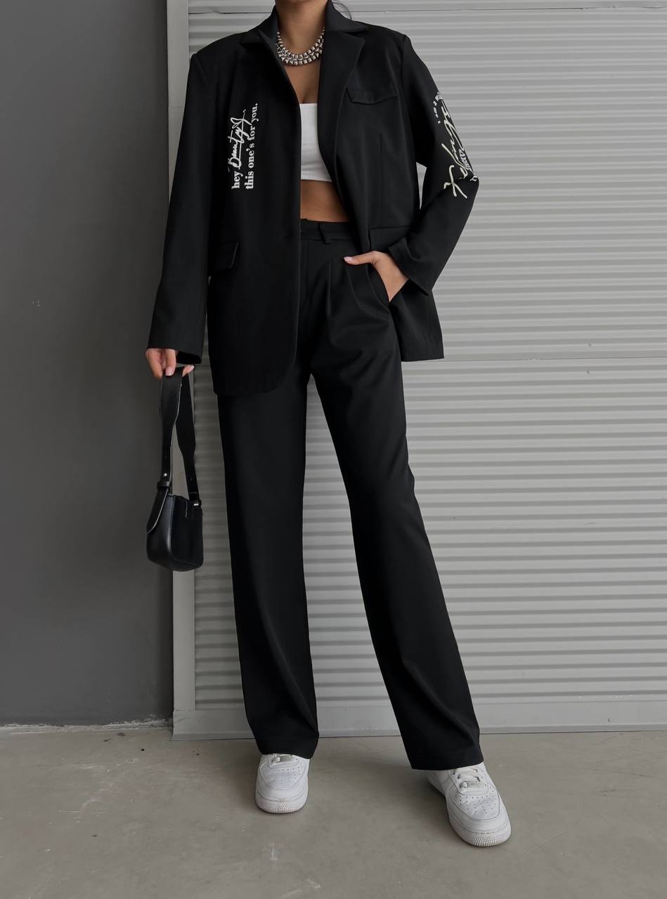 BASKILI BLAZER CEKET PANTOLONLU TAKIM