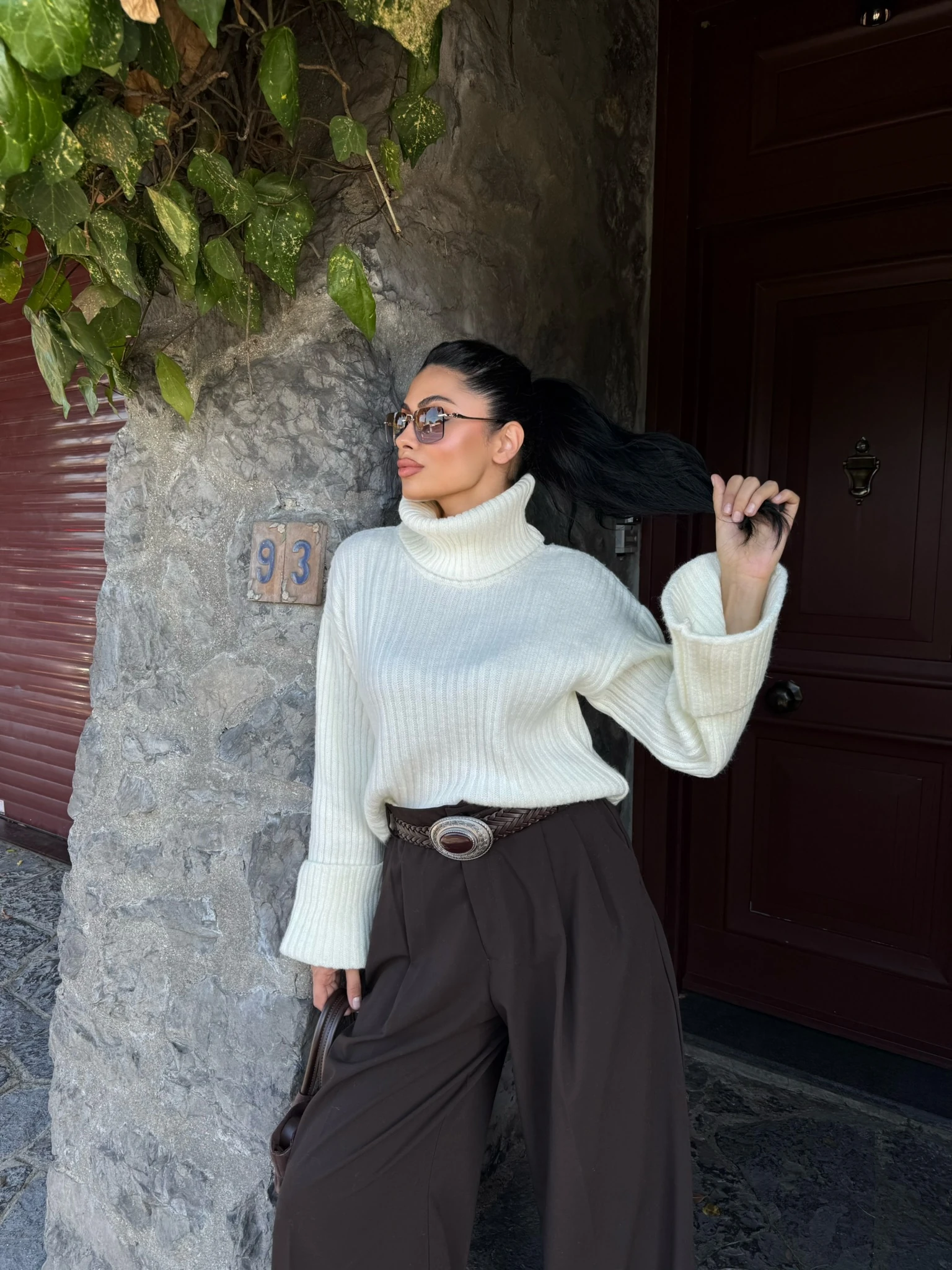 BALIKÇI YAKA KOLLARI  KATLAMALI TRİKO KAZAK