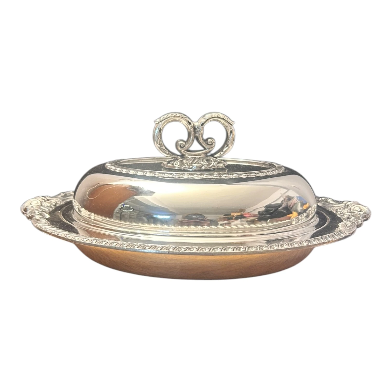 İngiliz Gümüş Kaplama Sahan Yemek Sunumluğu