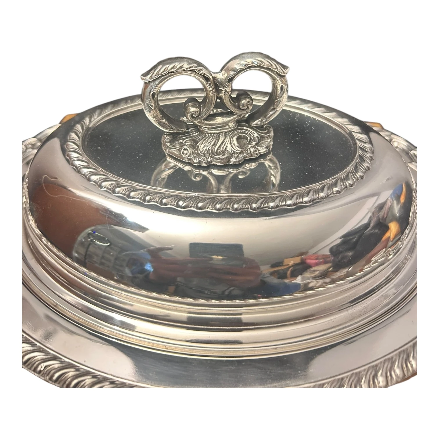 İngiliz Gümüş Kaplama Sahan Yemek Sunumluğu