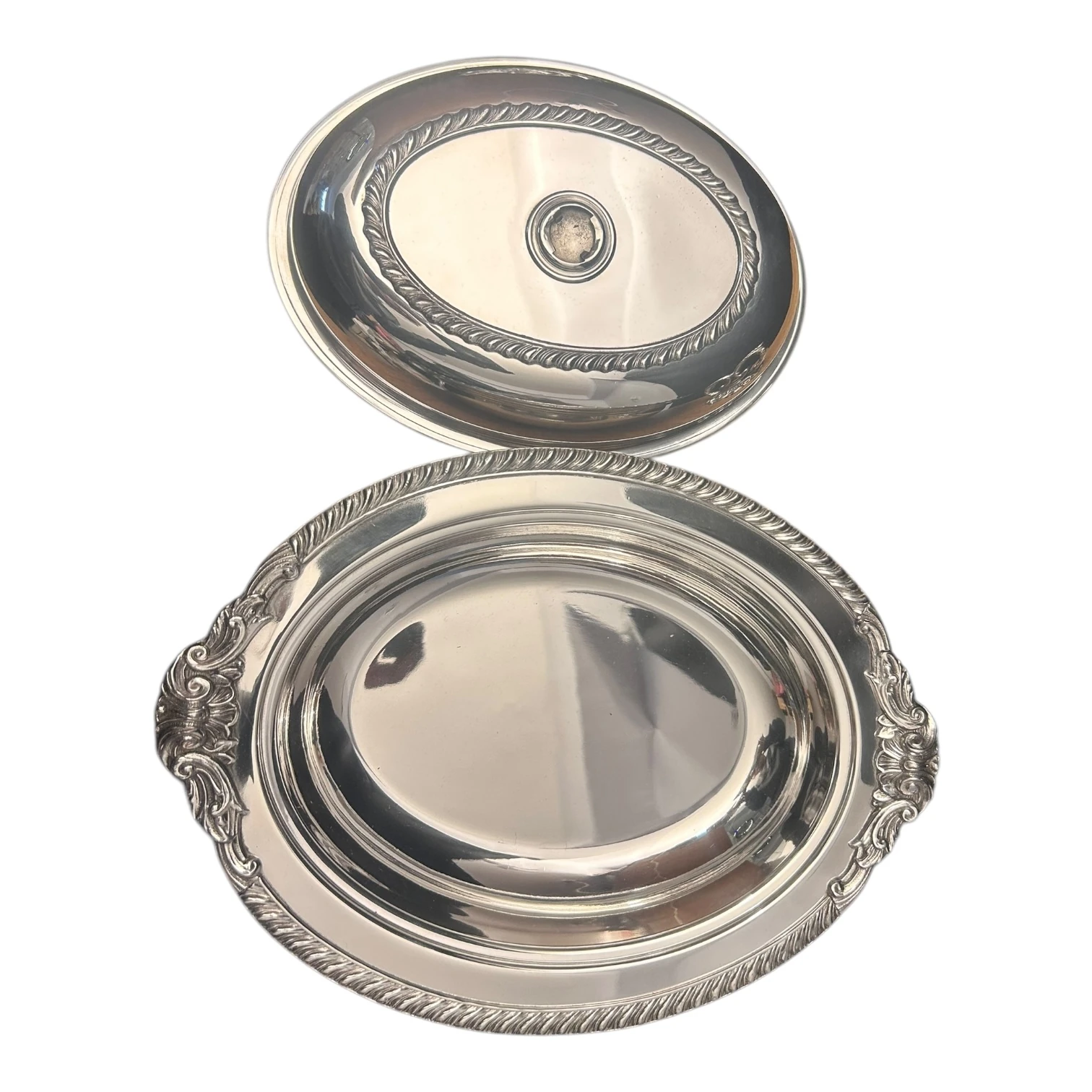 İngiliz Gümüş Kaplama Sahan Yemek Sunumluğu