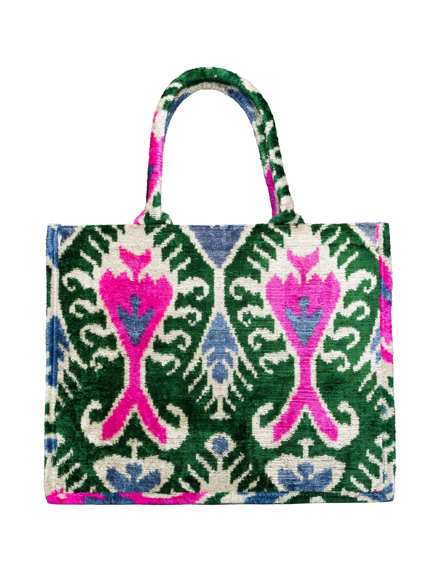 Barcelona Tote Bag,Silk Velvet Woman Tote Bag-Fuschia