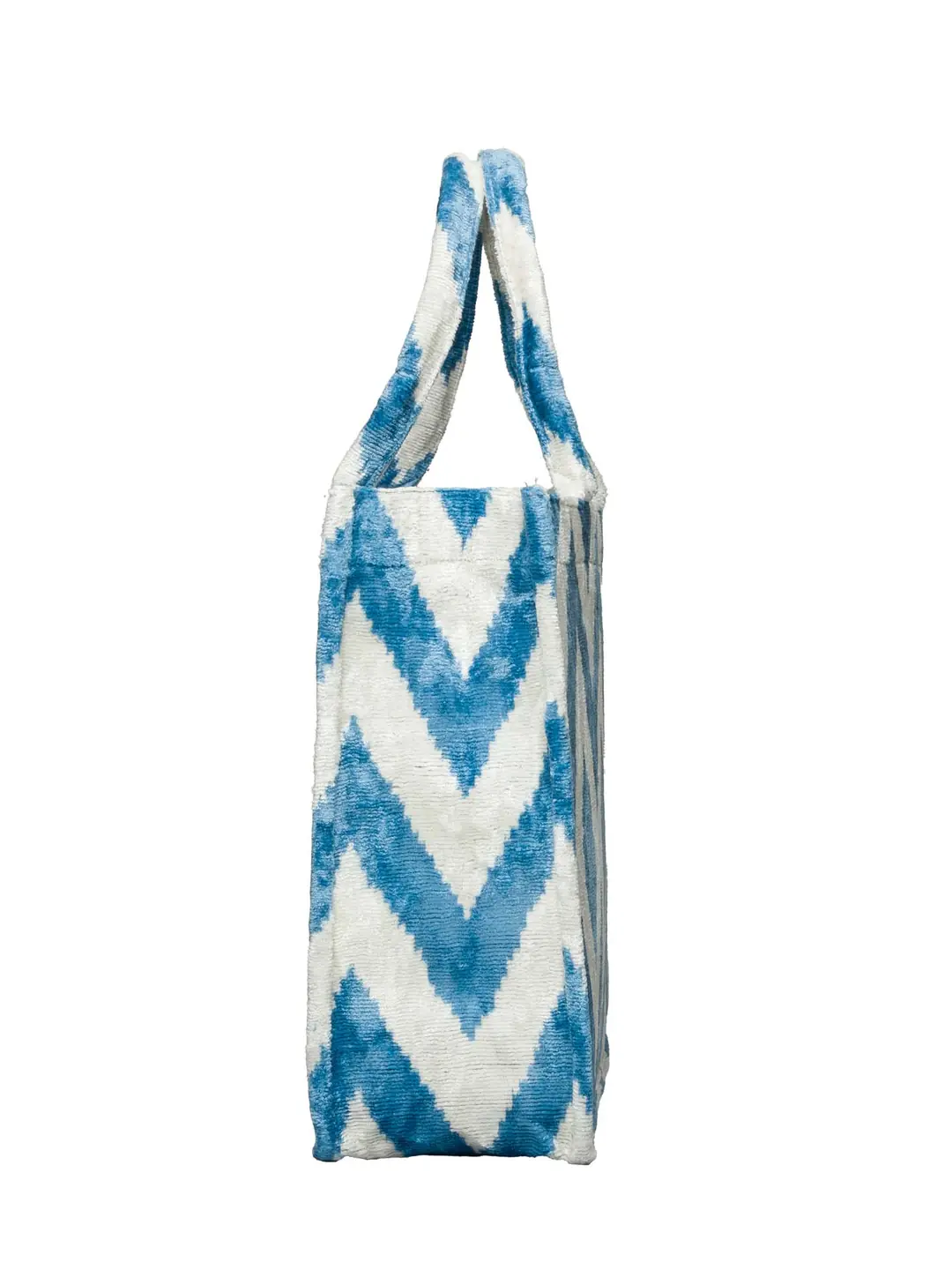 Zigzag Tote Bag,Silk Velvet Woman Tote Bag-Indigo