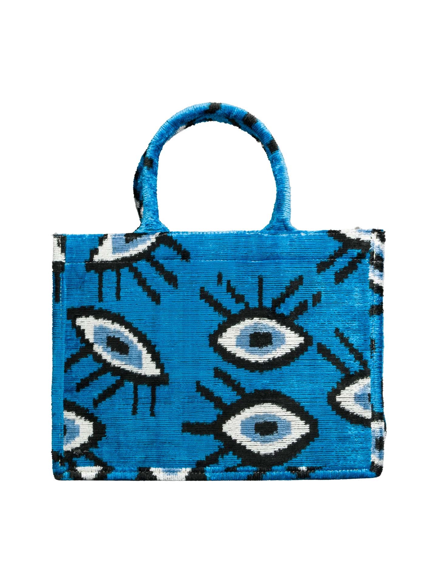 Eyes Medium Tote Bag,Silk Velvet Woman Tote Bag-Blue