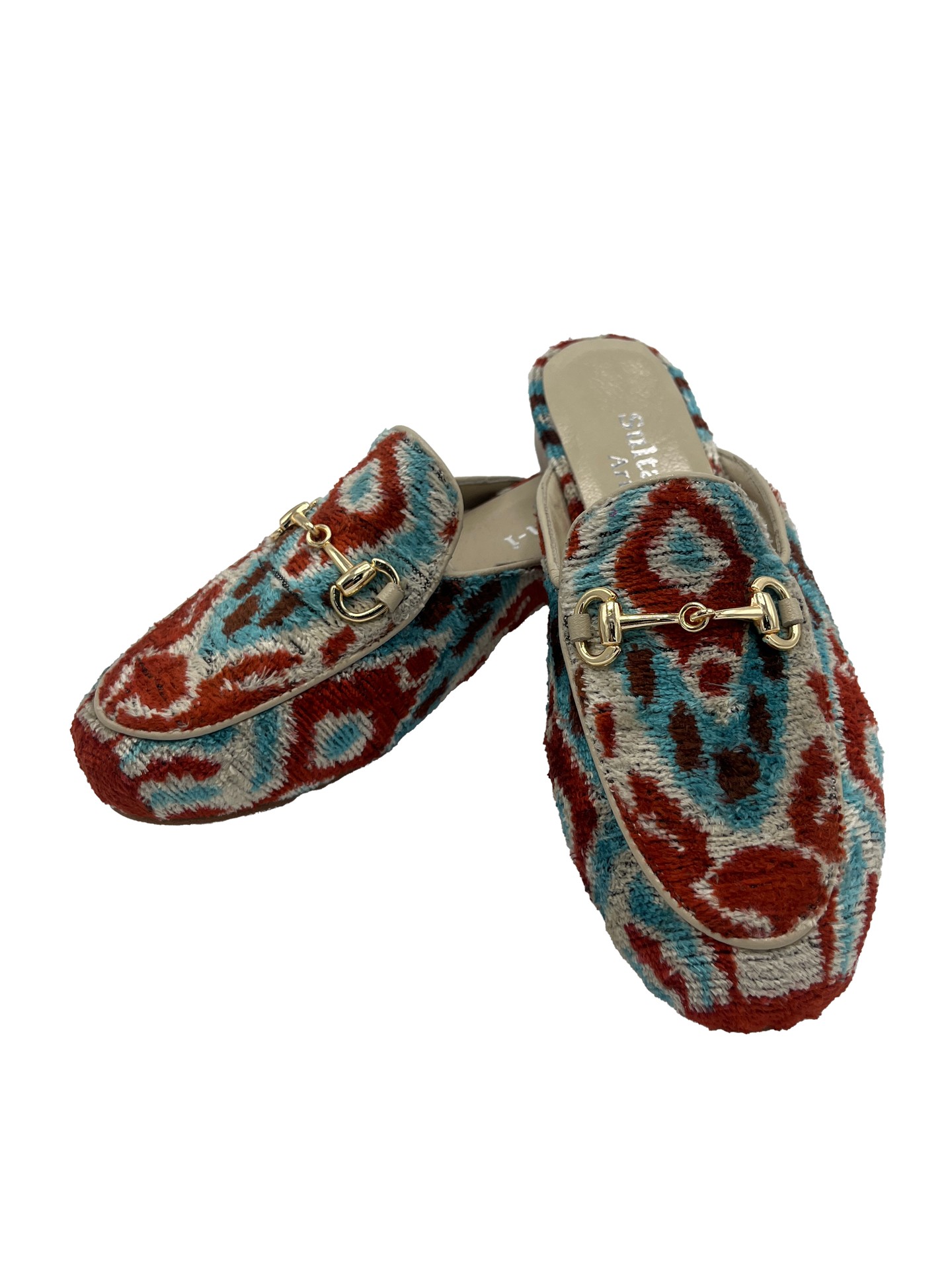 Indian G Espadrille,Buckle Detailed,Silk,Jute Sole Handmade Women's Espadrille Slippers - Tile Patterned