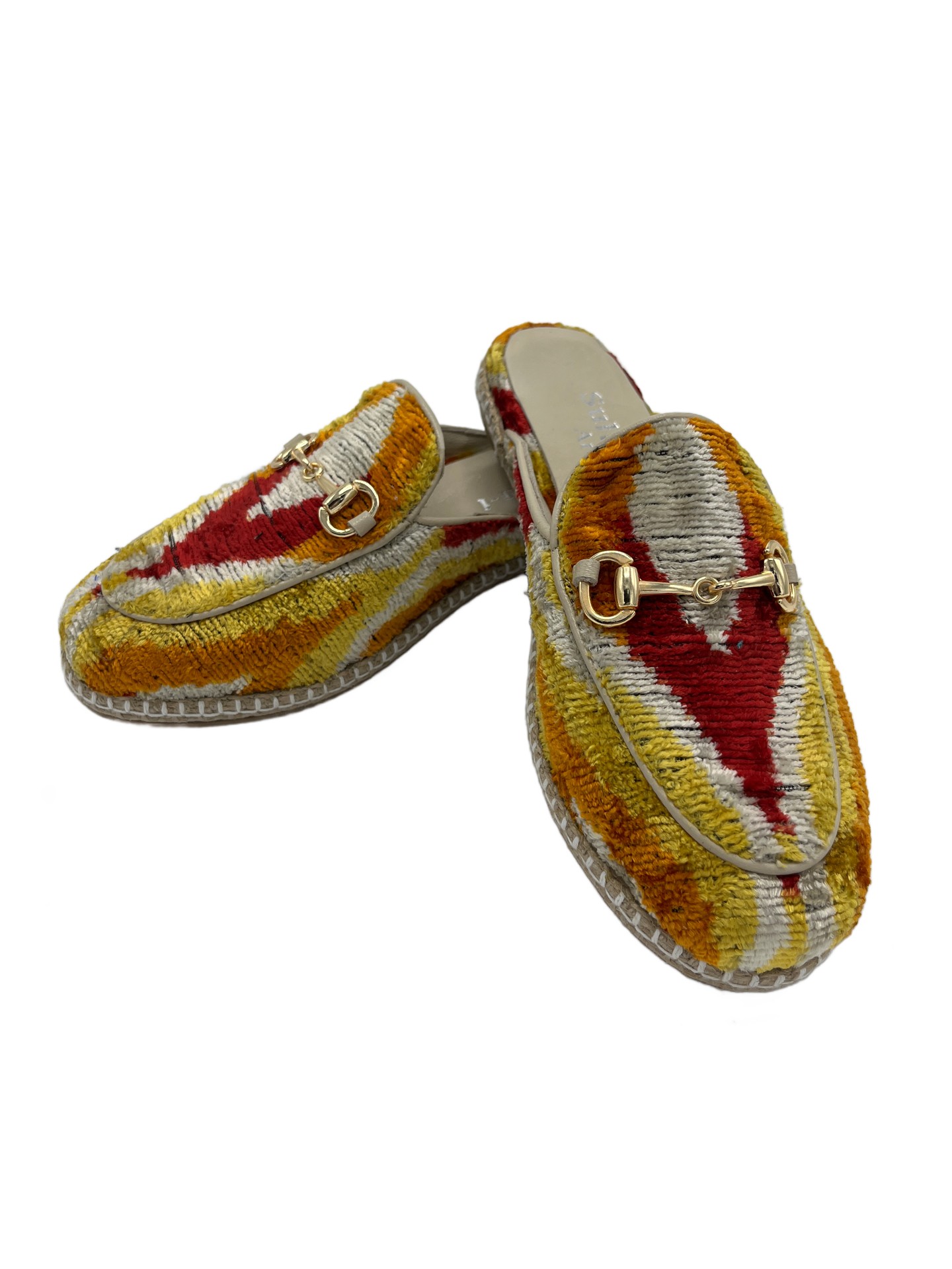 Flame G Espadrille,Buckle Detailed,Silk,Jute Sole Handmade Women's Espadrille Slippers-Mustard