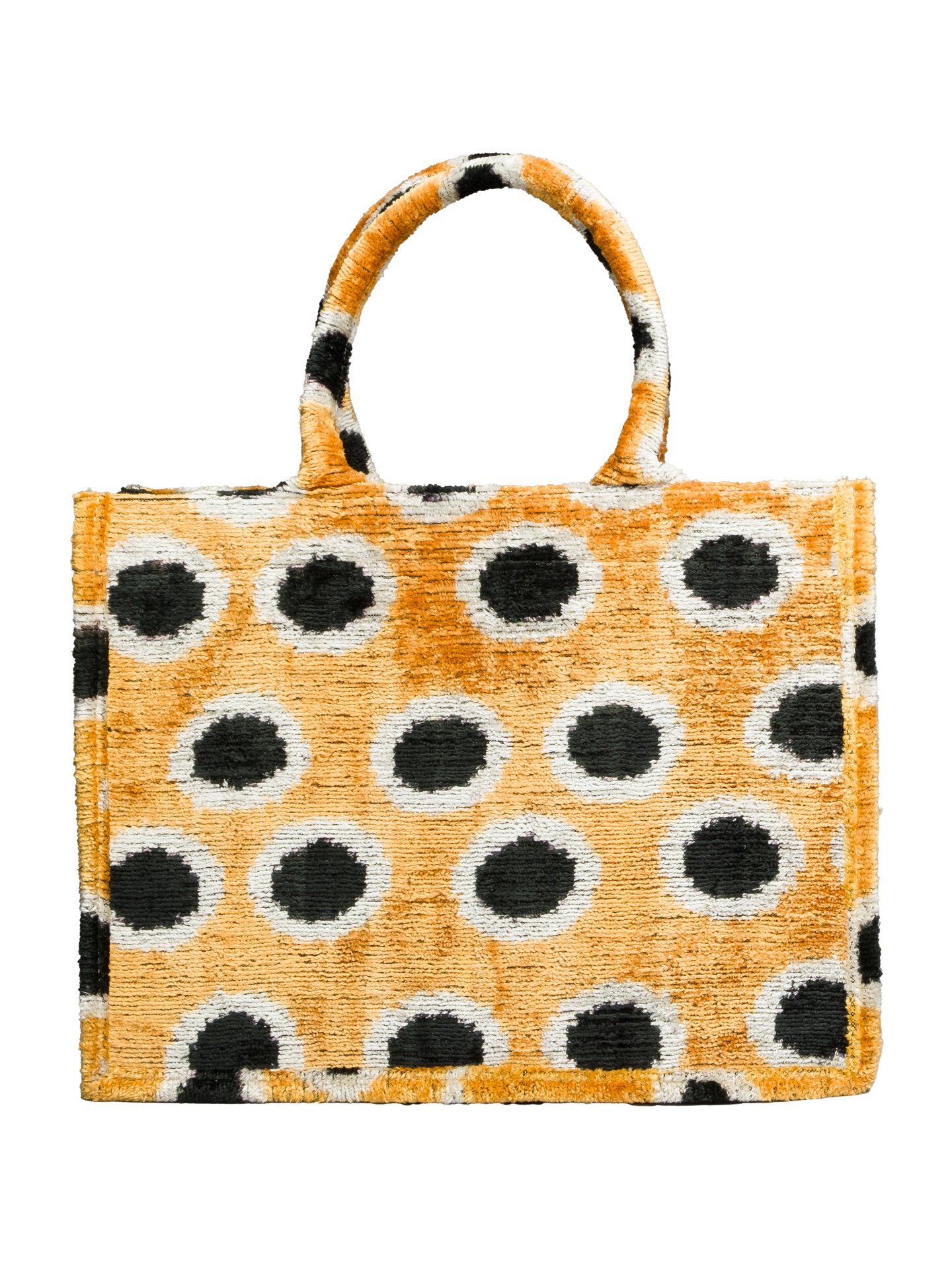 Africa Medium Tote Bag,Silk Velvet Woman Tote Bag-Black Dotted