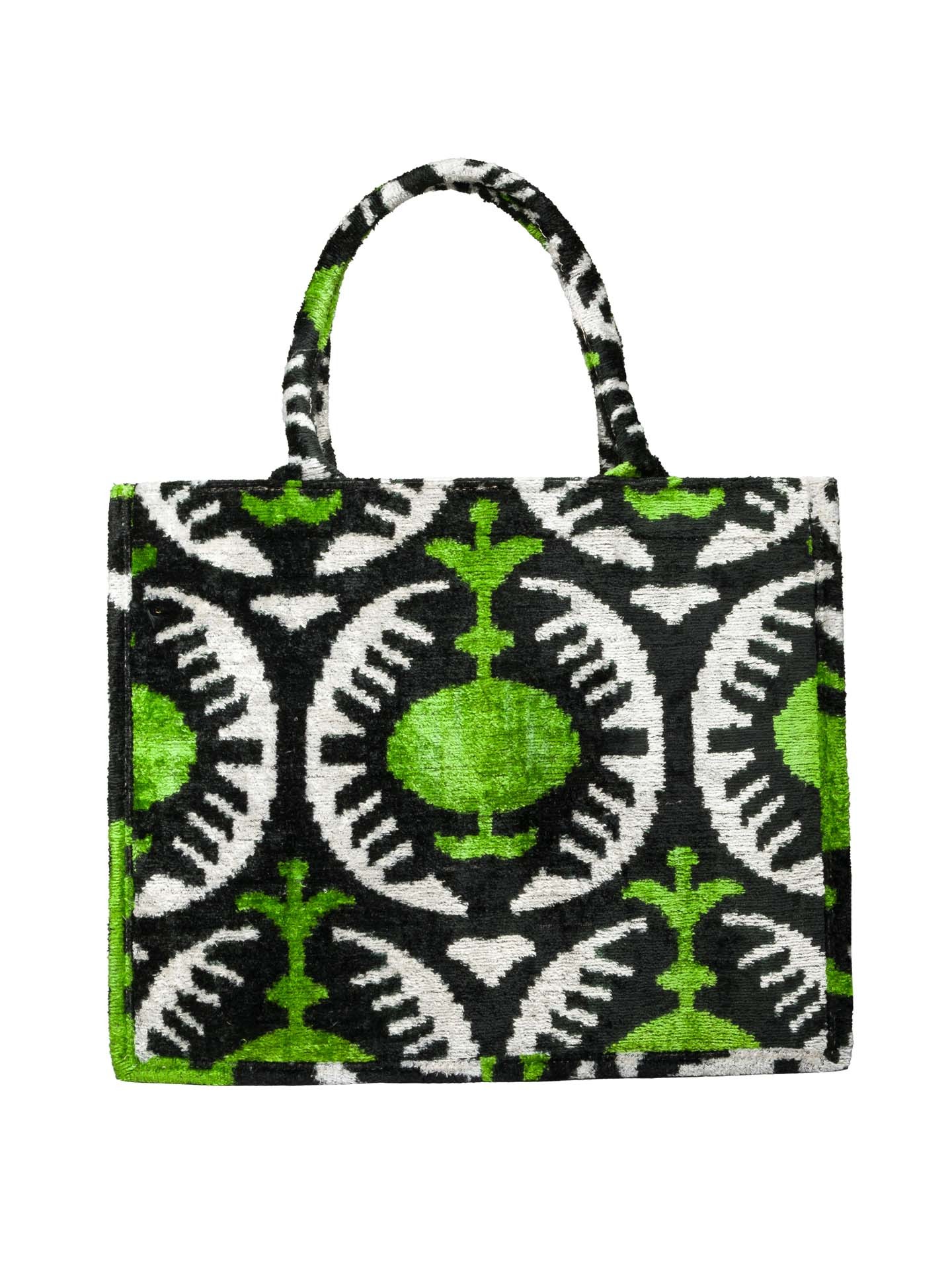 Antalya Tote Bag,Silk Velvet Woman Tote Bag-Green