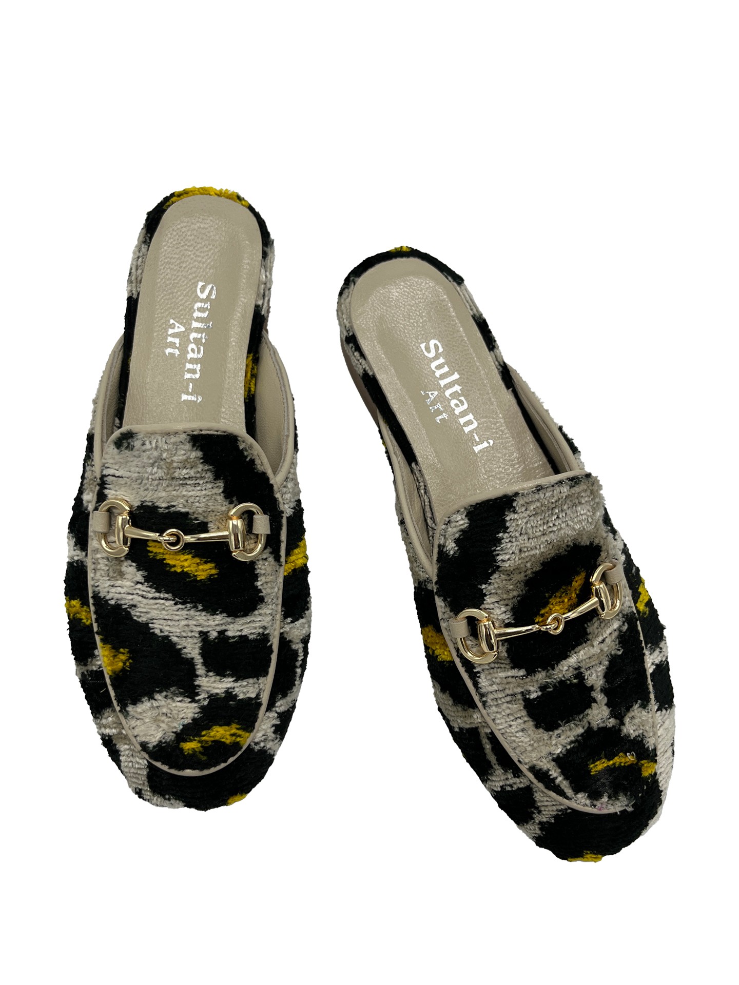 Leopard G Slippers,Buckle Detailed,Leather Sole,Silk,Patterned,Women's Slippers-Leopard