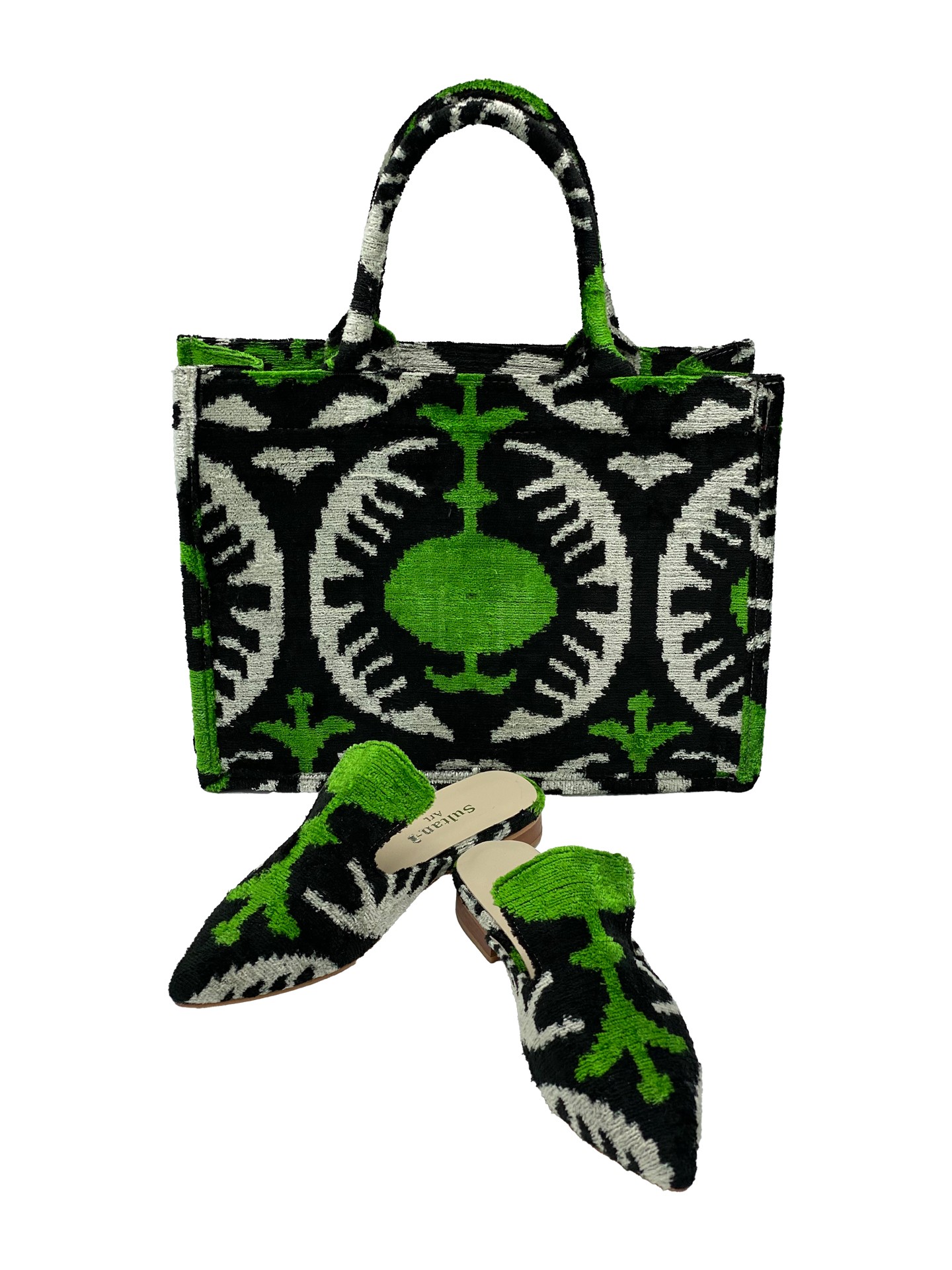 Antalya Medium Tote Bag & Slippers Set,Women Slippers And Bag Set-Green