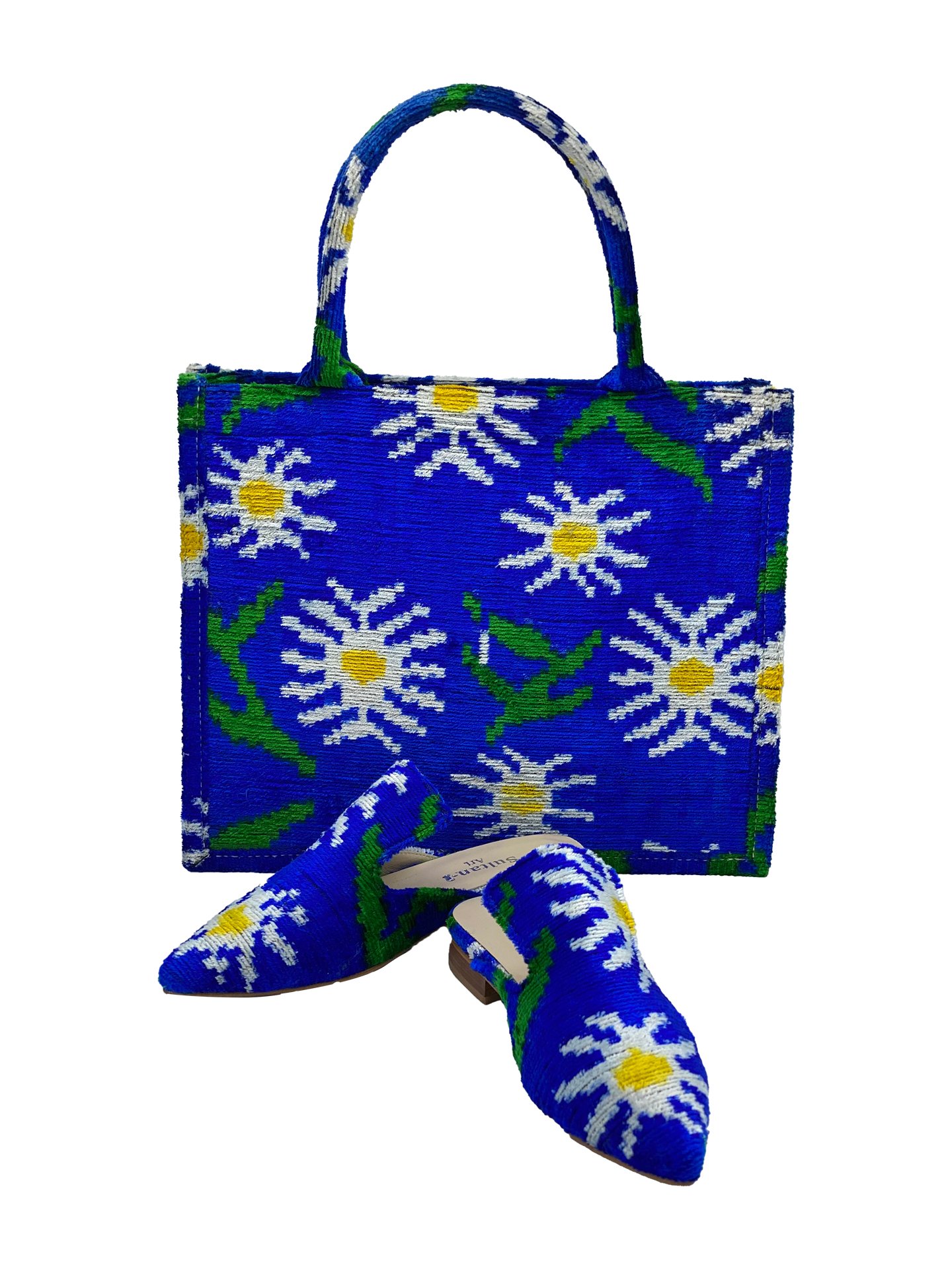 Ottowa Medium Tote Bag & Slippers Set,Women Slippers And Bag Set-Blue,Daisy Pattern