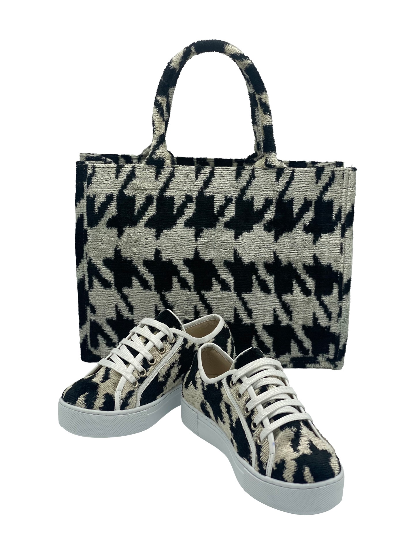 Milan Medium Tote Bag & Sneakers Shoe Set,Women Sneakers And Bag Set-Crowbar Pattern