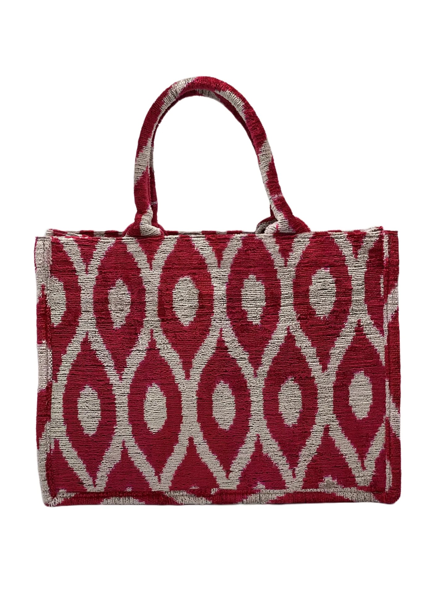 Red  Medium Tote Bag,Silk Velvet Woman Tote Bag-Red