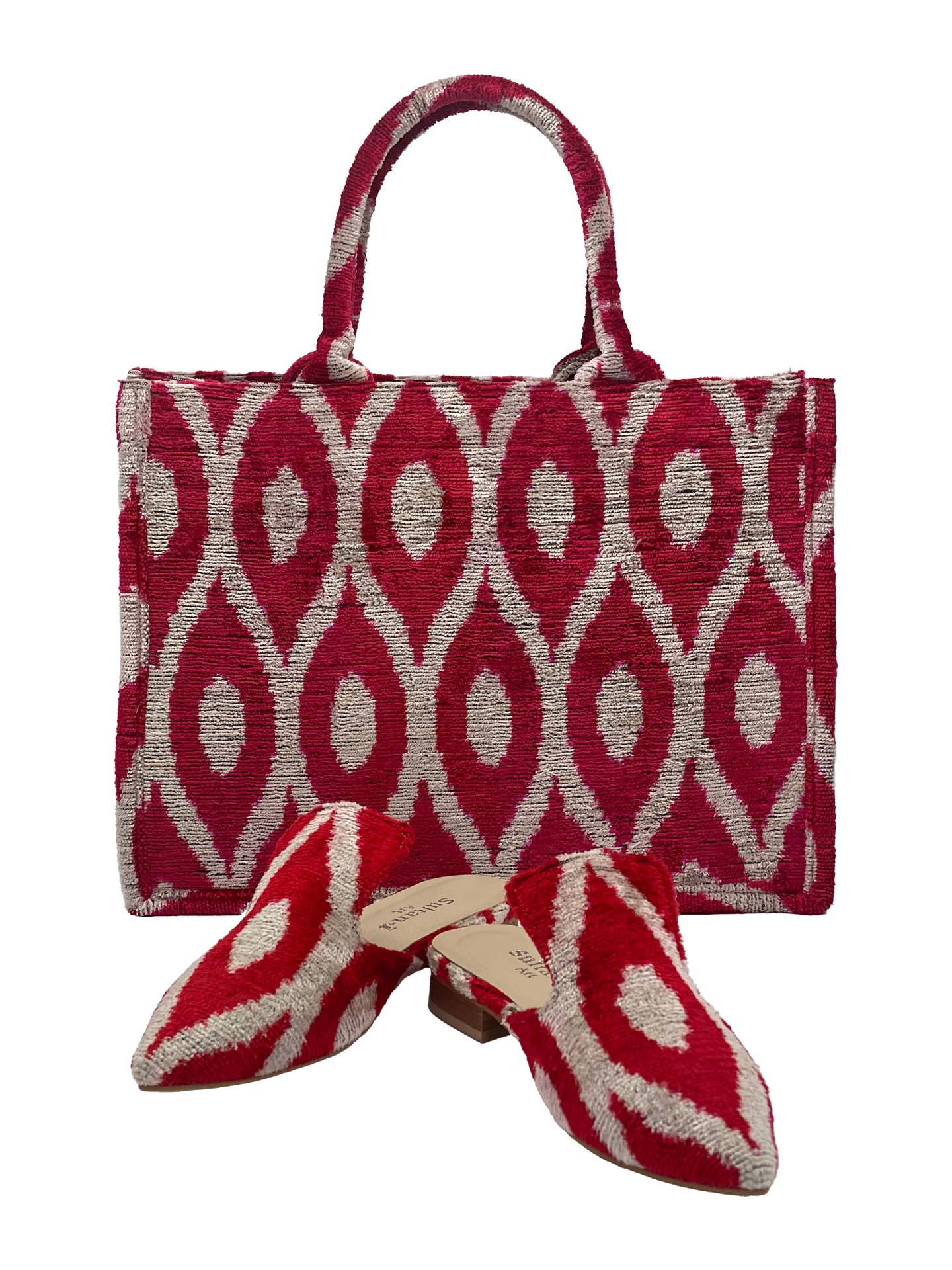 Red Medium Tote Bag & Slippers Set,Women Slippers And Bag Set-Red